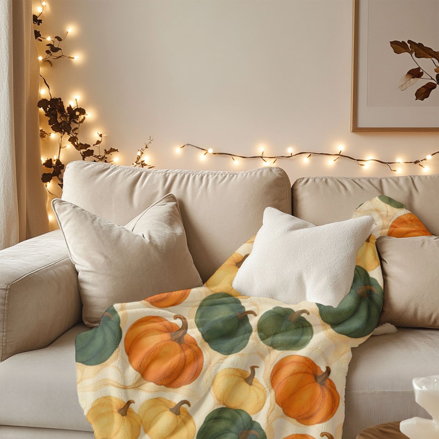 Autumnal Pumpkin Blanket Throw, Its timeless design effortlessly enhances your autumnal home decor, with its rich pumpkin hues offering a nod to nature's seasonal beauty. Whether draped over your sofa or used as a comforting autumn throw blanket.