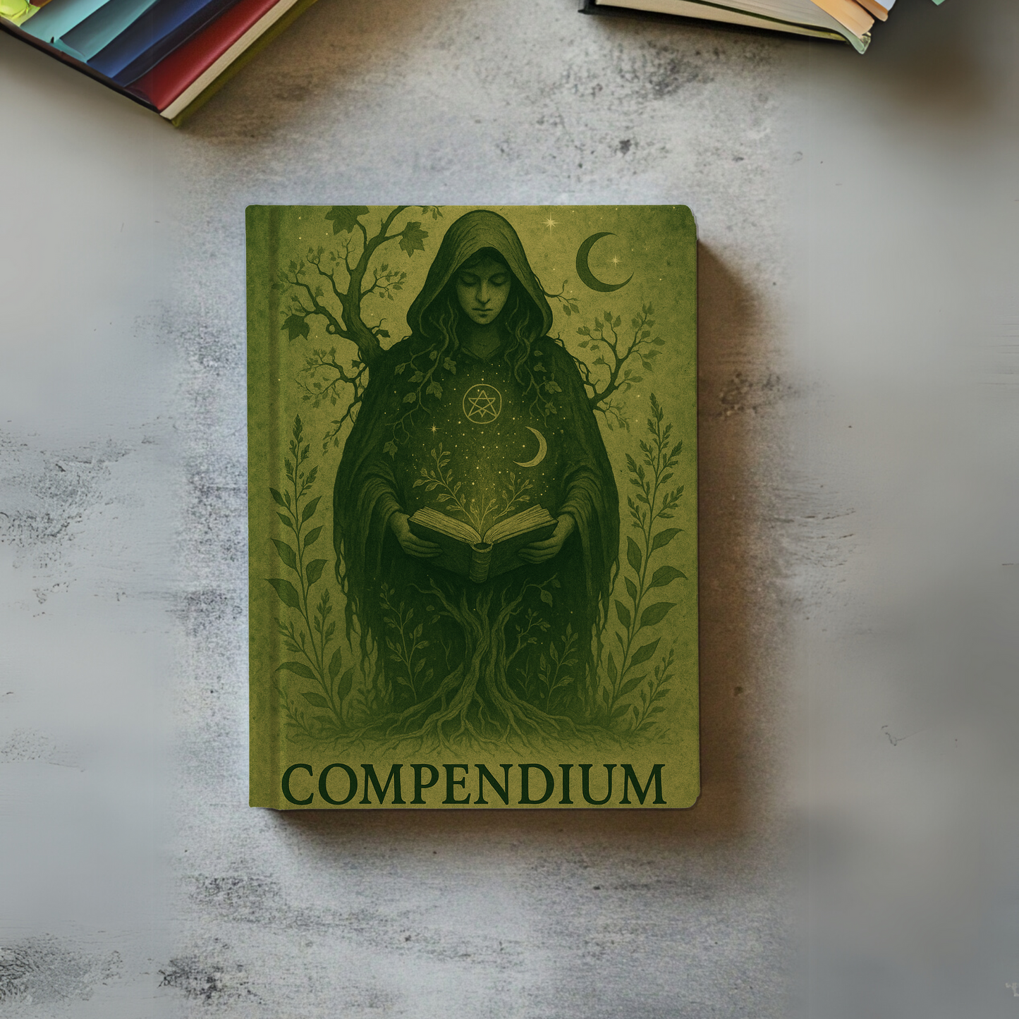Witches Compendium Hardback Notebook, This magic book is perfect for wiccans, pagans, and anyone fascinated by paganism, offering lush pages to record their herbal grimoire insights and green witch tools.