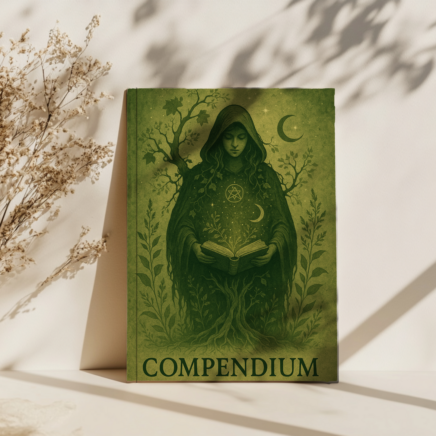 Witches Compendium Hardback Notebook, This magic book is perfect for wiccans, pagans, and anyone fascinated by paganism, offering lush pages to record their herbal grimoire insights and green witch tools.