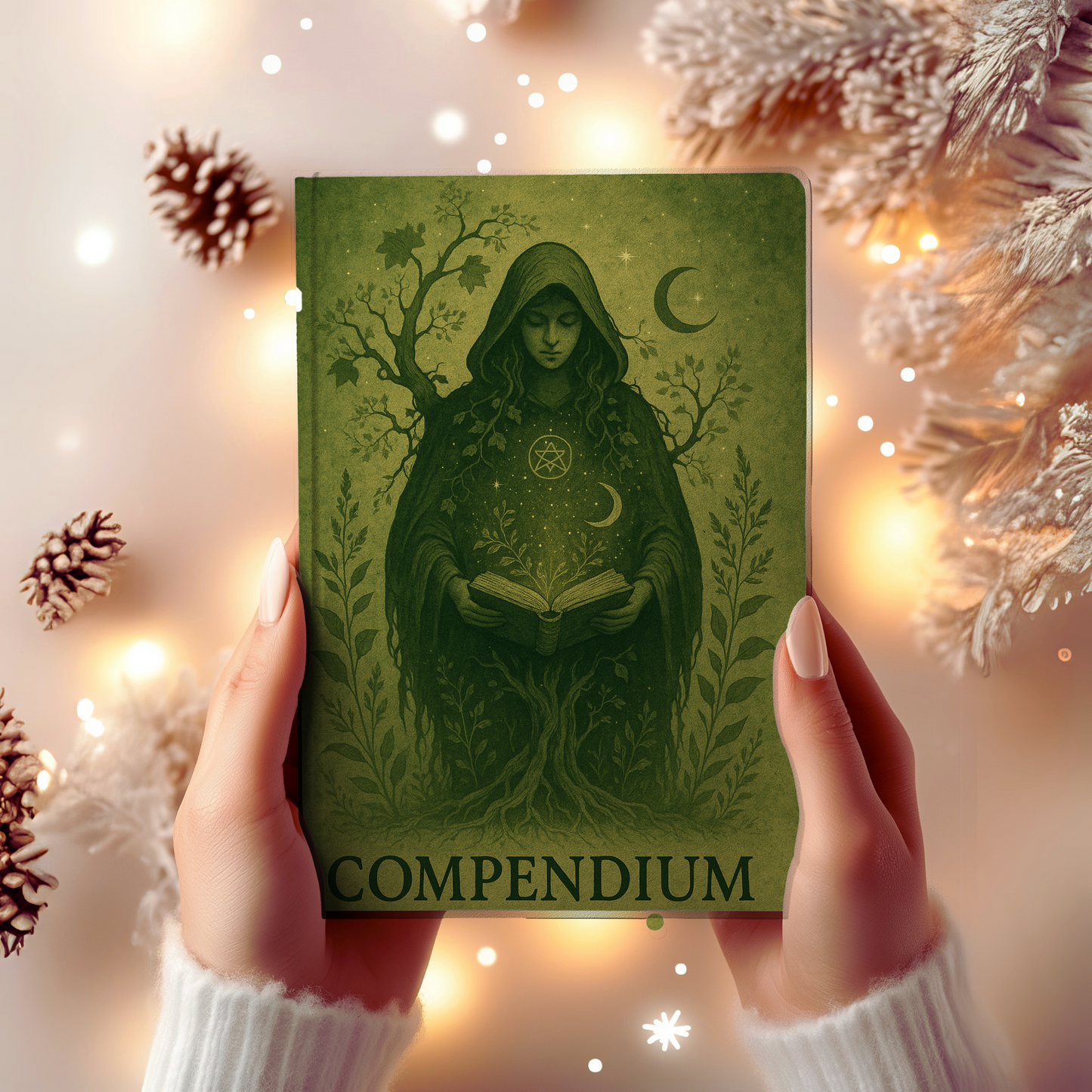 Witches Compendium Hardback Notebook, This magic book is perfect for wiccans, pagans, and anyone fascinated by paganism, offering lush pages to record their herbal grimoire insights and green witch tools.