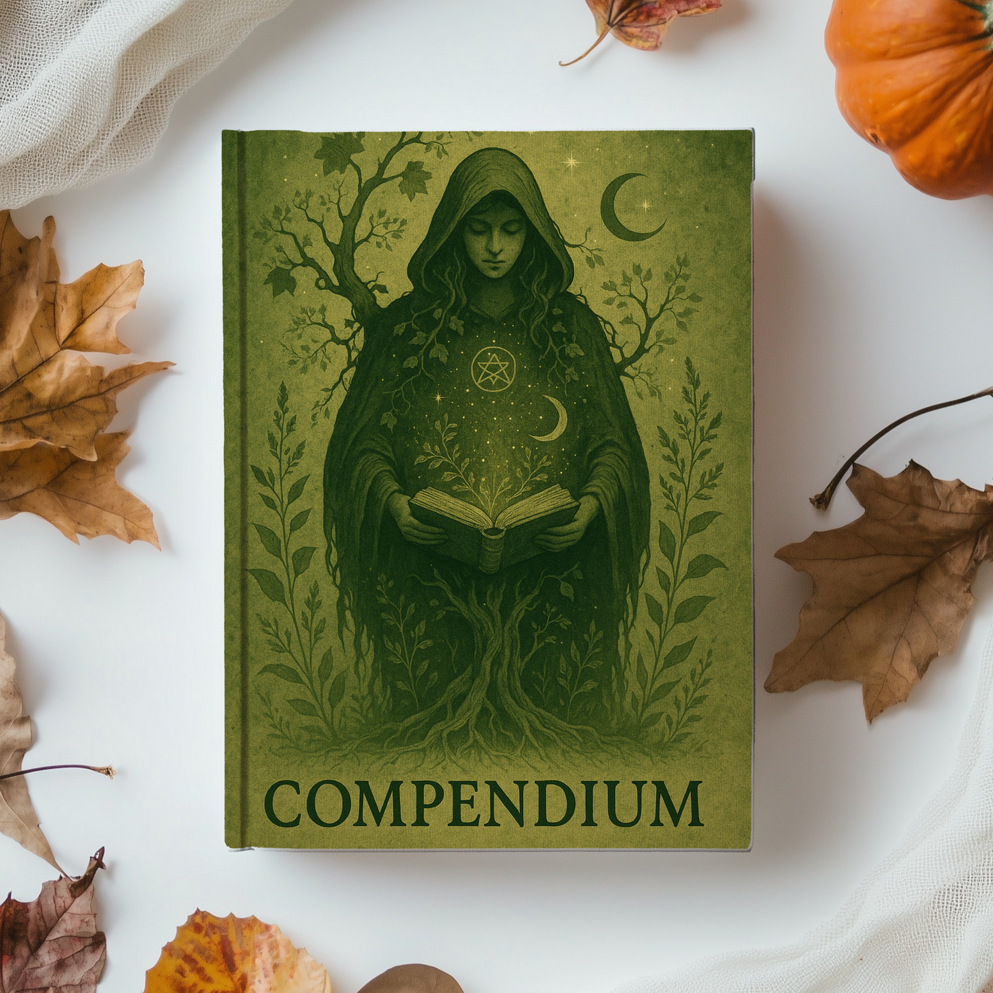 Witches Compendium Hardback Notebook, This magic book is perfect for wiccans, pagans, and anyone fascinated by paganism, offering lush pages to record their herbal grimoire insights and green witch tools.