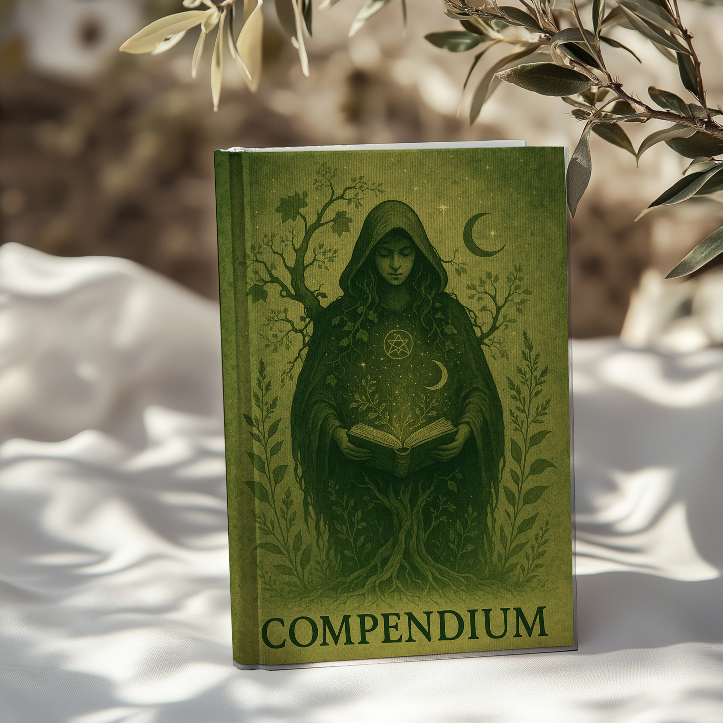 Witches Compendium Hardback Notebook, This magic book is perfect for wiccans, pagans, and anyone fascinated by paganism, offering lush pages to record their herbal grimoire insights and green witch tools.