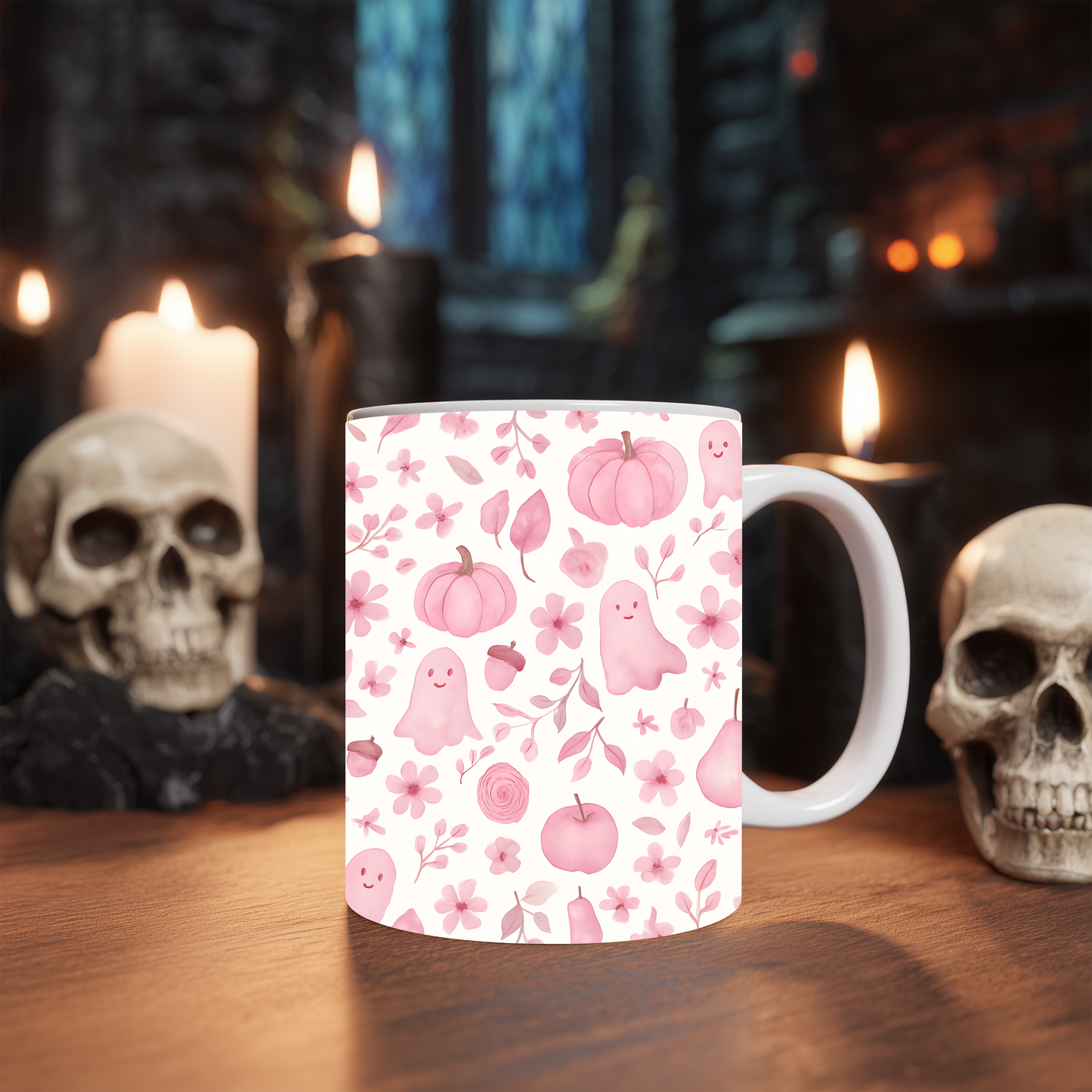 Pink Ghosty Pumpkin Mug, this cute ghost mug is your perfect companion for cozy autumn mornings.