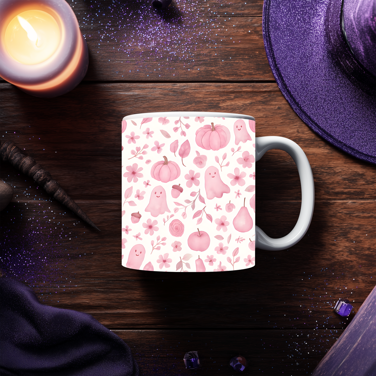 Pink Ghosty Pumpkin Mug, this cute ghost mug is your perfect companion for cozy autumn mornings.
