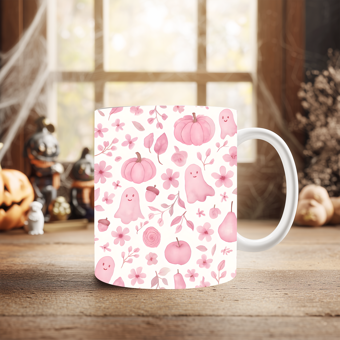 Pink Ghosty Pumpkin Mug, this cute ghost mug is your perfect companion for cozy autumn mornings.