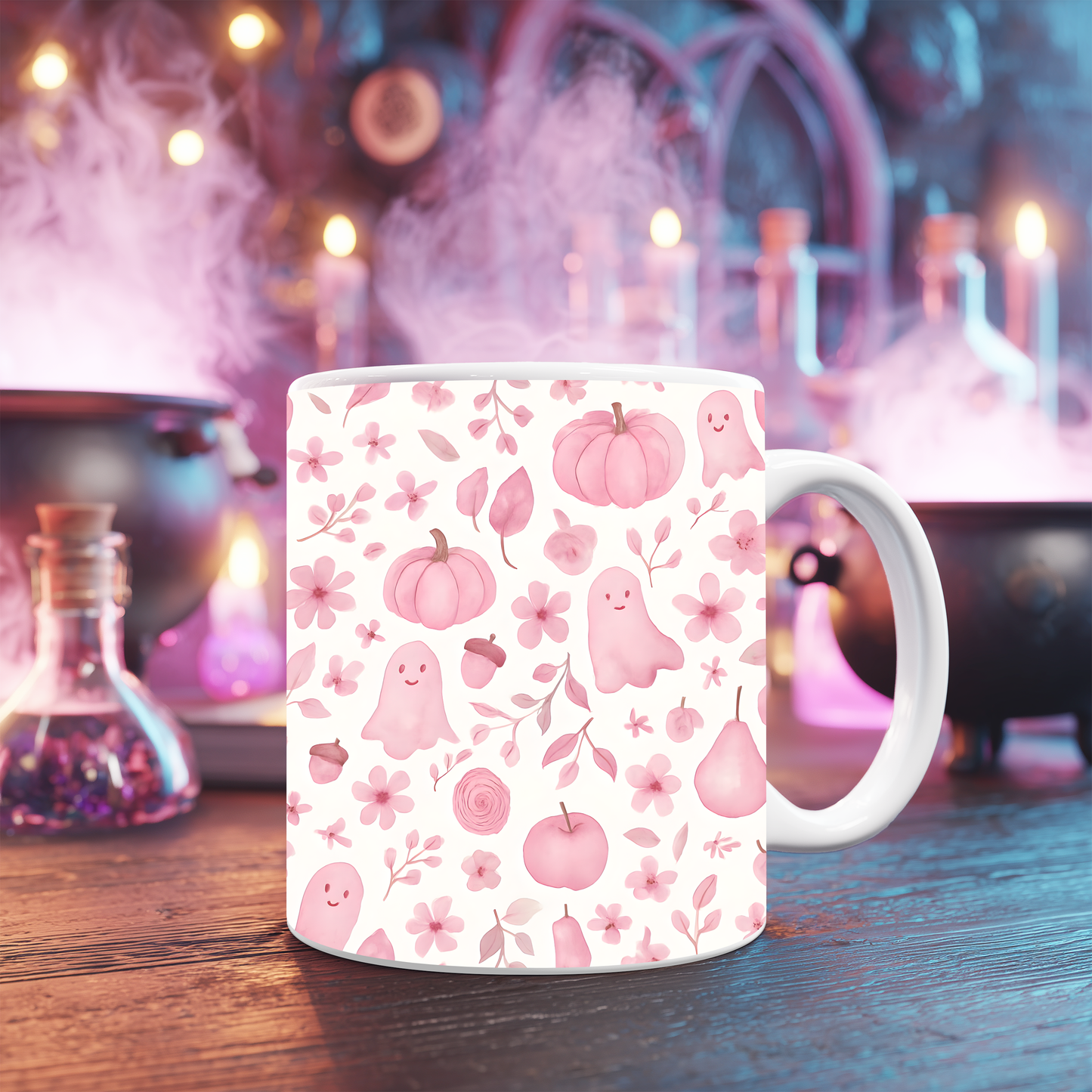 Pink Ghosty Pumpkin Mug, this cute ghost mug is your perfect companion for cozy autumn mornings.