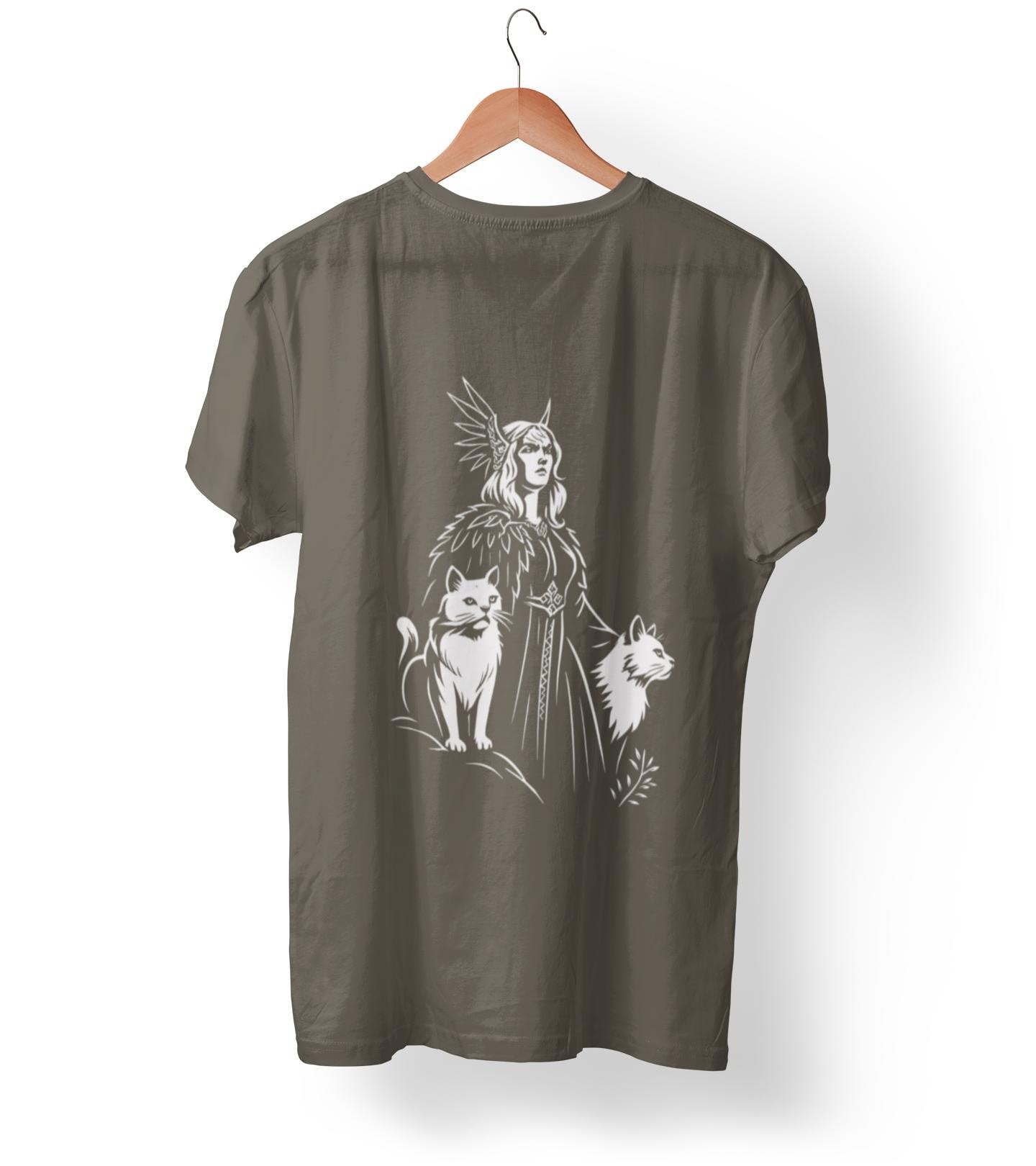 Freyja Viking Goddess T-Shirt, This captivating viking tee encapsulates the essence of Freya—the viking goddess renowned for her formidable power and grace.