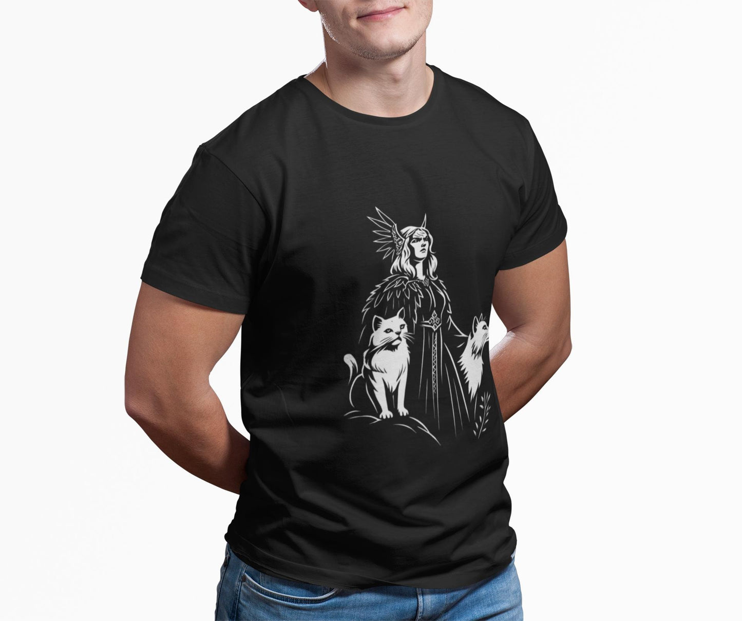 Freyja Viking Goddess T-Shirt, This captivating viking tee encapsulates the essence of Freya—the viking goddess renowned for her formidable power and grace.