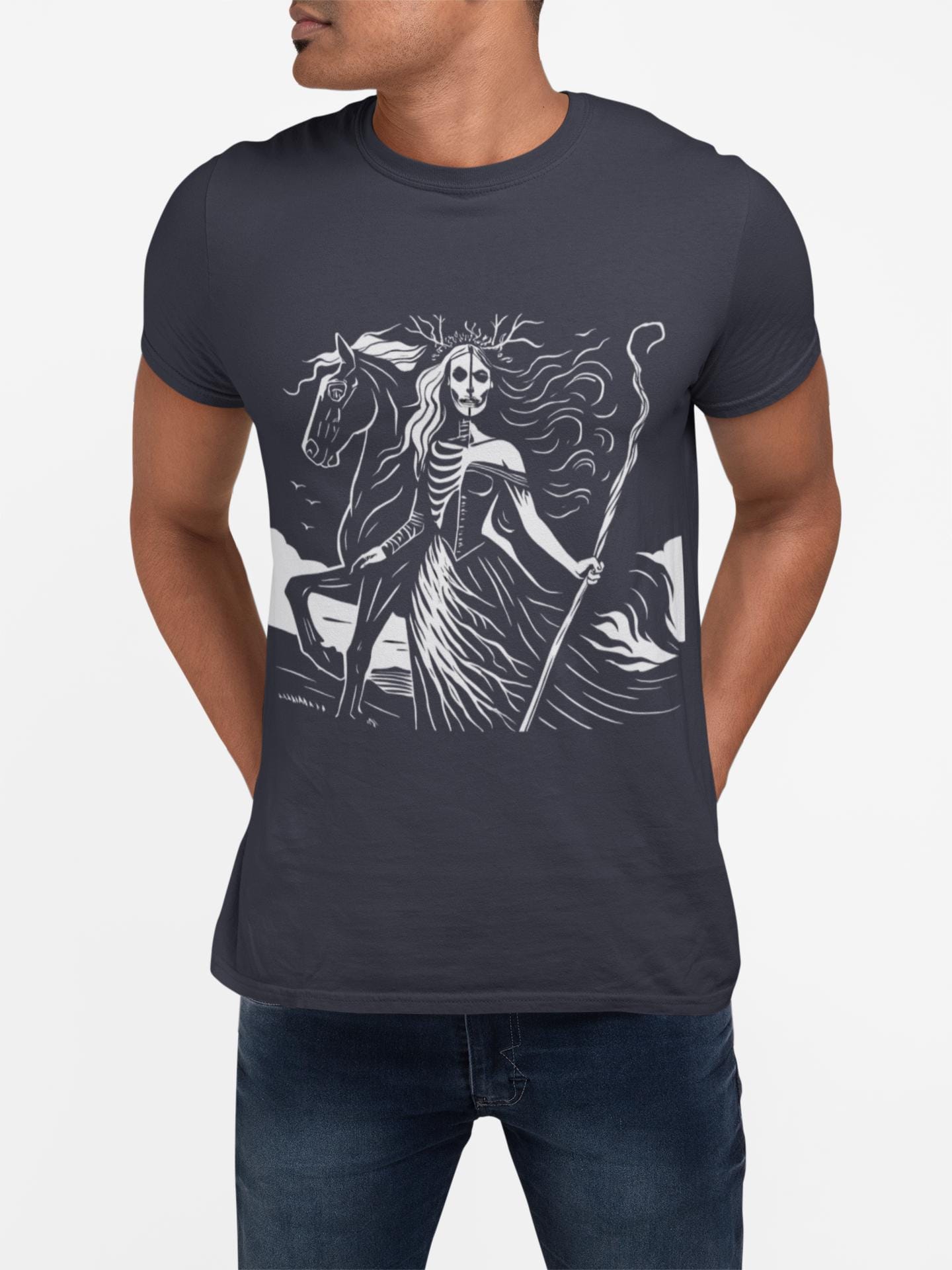 Pagan Goddess Hel Viking T-shirt, This piece of Viking apparel is more than just a shirt; it's a tribute to the enigmatic goddess of death.