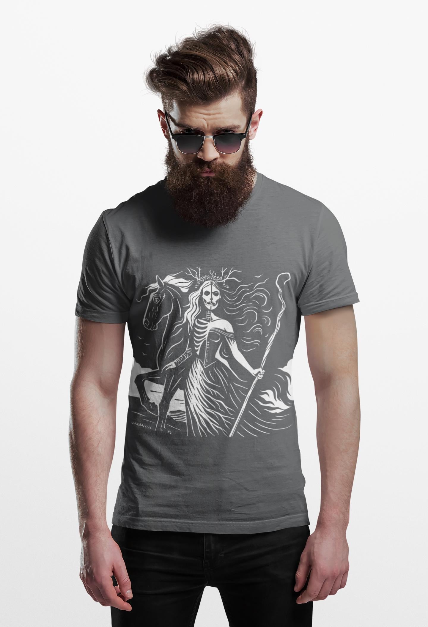 Pagan Goddess Hel Viking T-shirt, This piece of Viking apparel is more than just a shirt; it's a tribute to the enigmatic goddess of death.