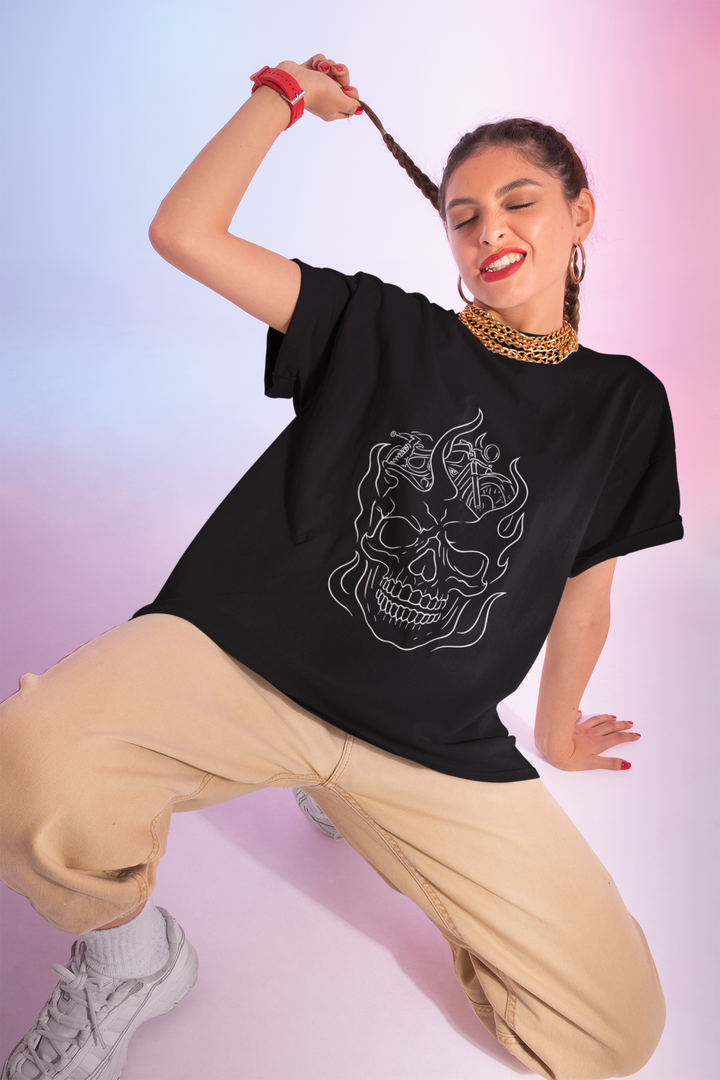 Skull Graphic Flame Tee, Motorcycle T Shirt, Biker Tshirt, Biker Skull Design, Motorbike Apparel, Motorcycle,Biker Skull, Motorbike Skull.