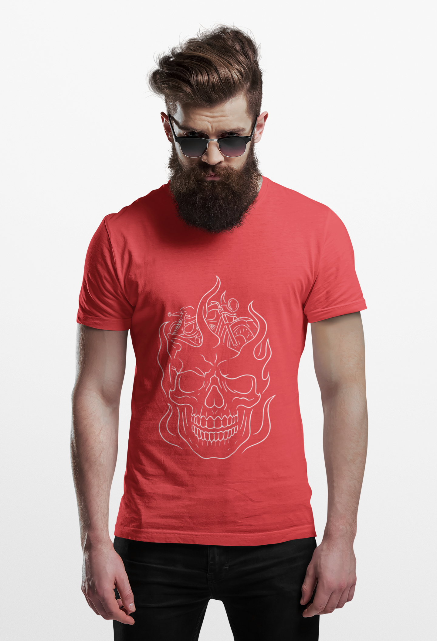 Skull Graphic Flame Tee, Motorcycle T Shirt, Biker Tshirt, Biker Skull Design, Motorbike Apparel, Motorcycle,Biker Skull, Motorbike Skull.