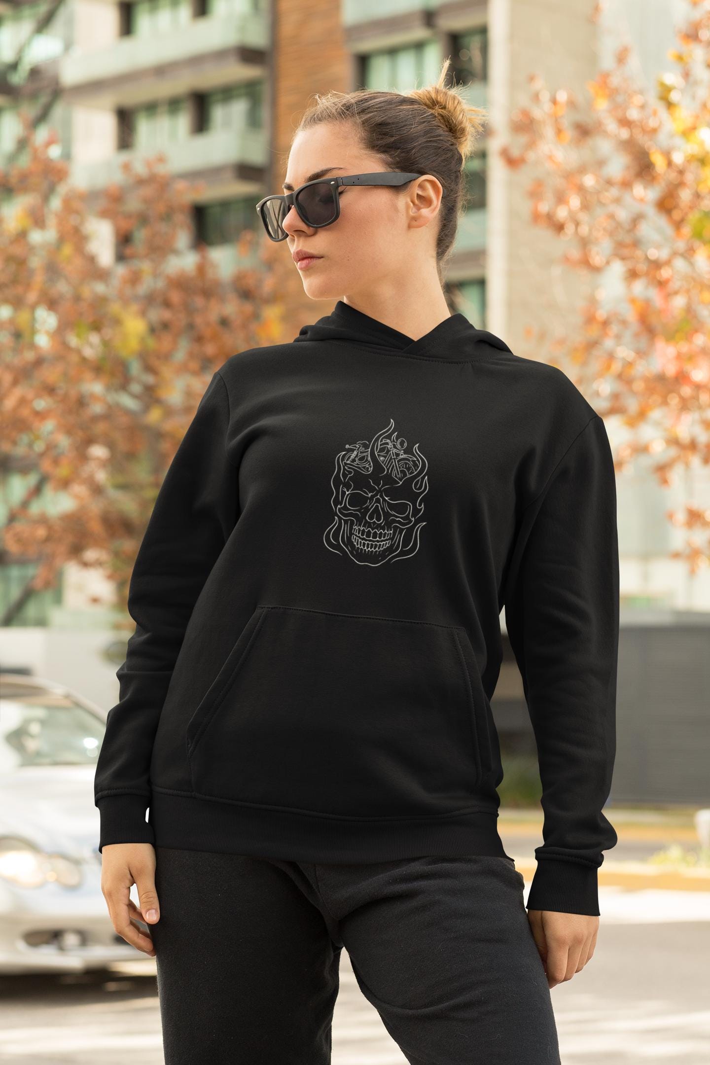 Biker Skull Hoodie, Whether you’re revving up your engine or just kicking back, this biking hoodie blends iconic style with unparalleled comfort.