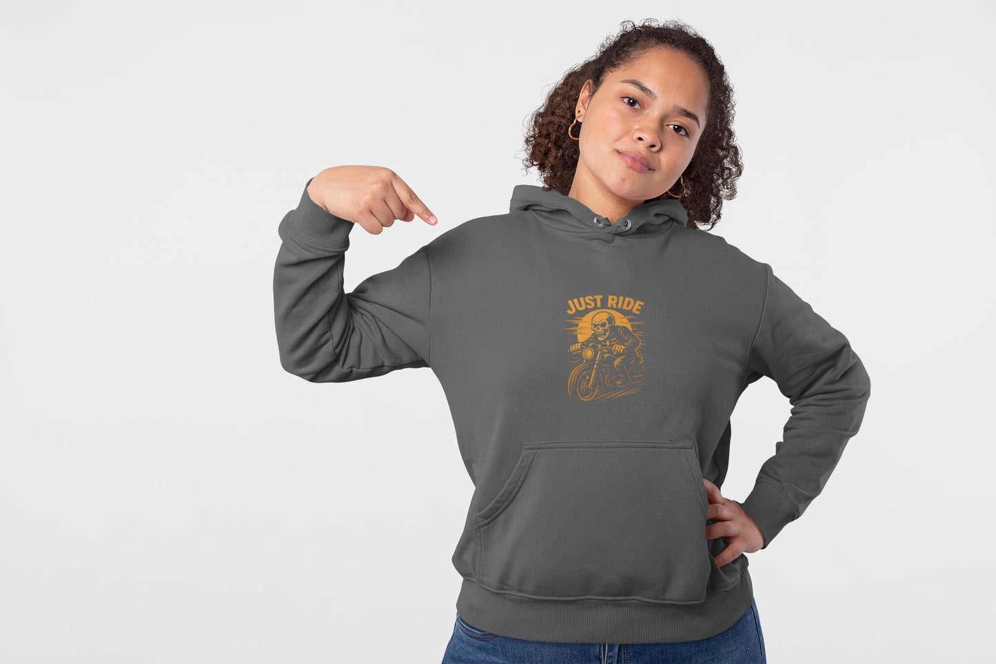 Just Ride Skull Motorcycle Hoodie, this motorbike hoodie isn't just about style; it captures the rebellious spirit of the open road.