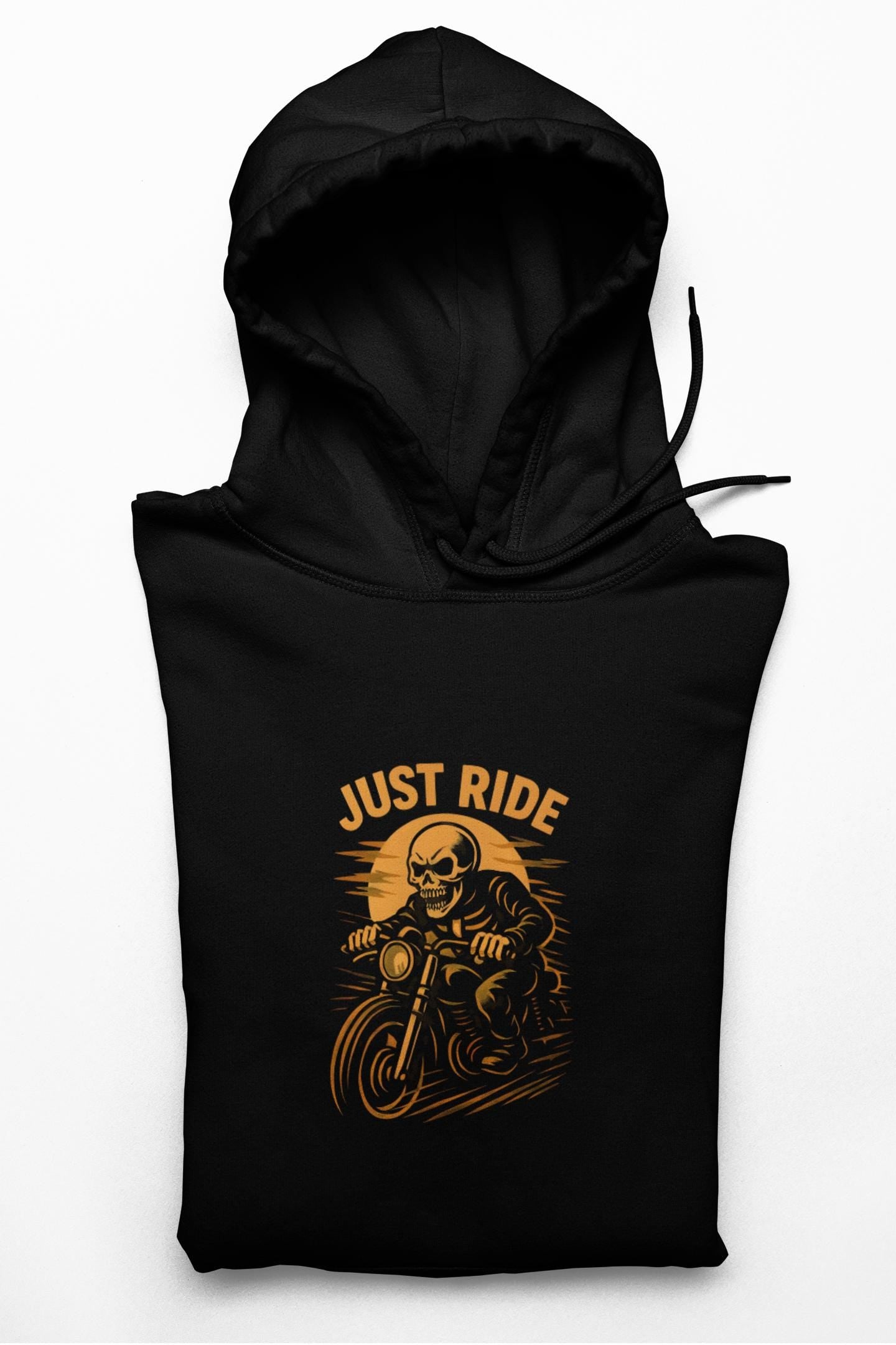 Just Ride Skull Motorcycle Hoodie, this motorbike hoodie isn't just about style; it captures the rebellious spirit of the open road.