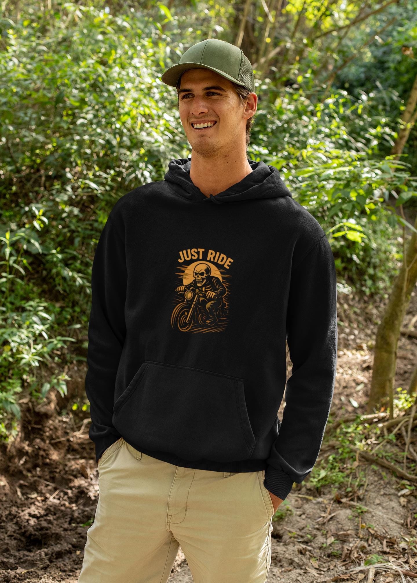 Just Ride Skull Motorcycle Hoodie, this motorbike hoodie isn't just about style; it captures the rebellious spirit of the open road.