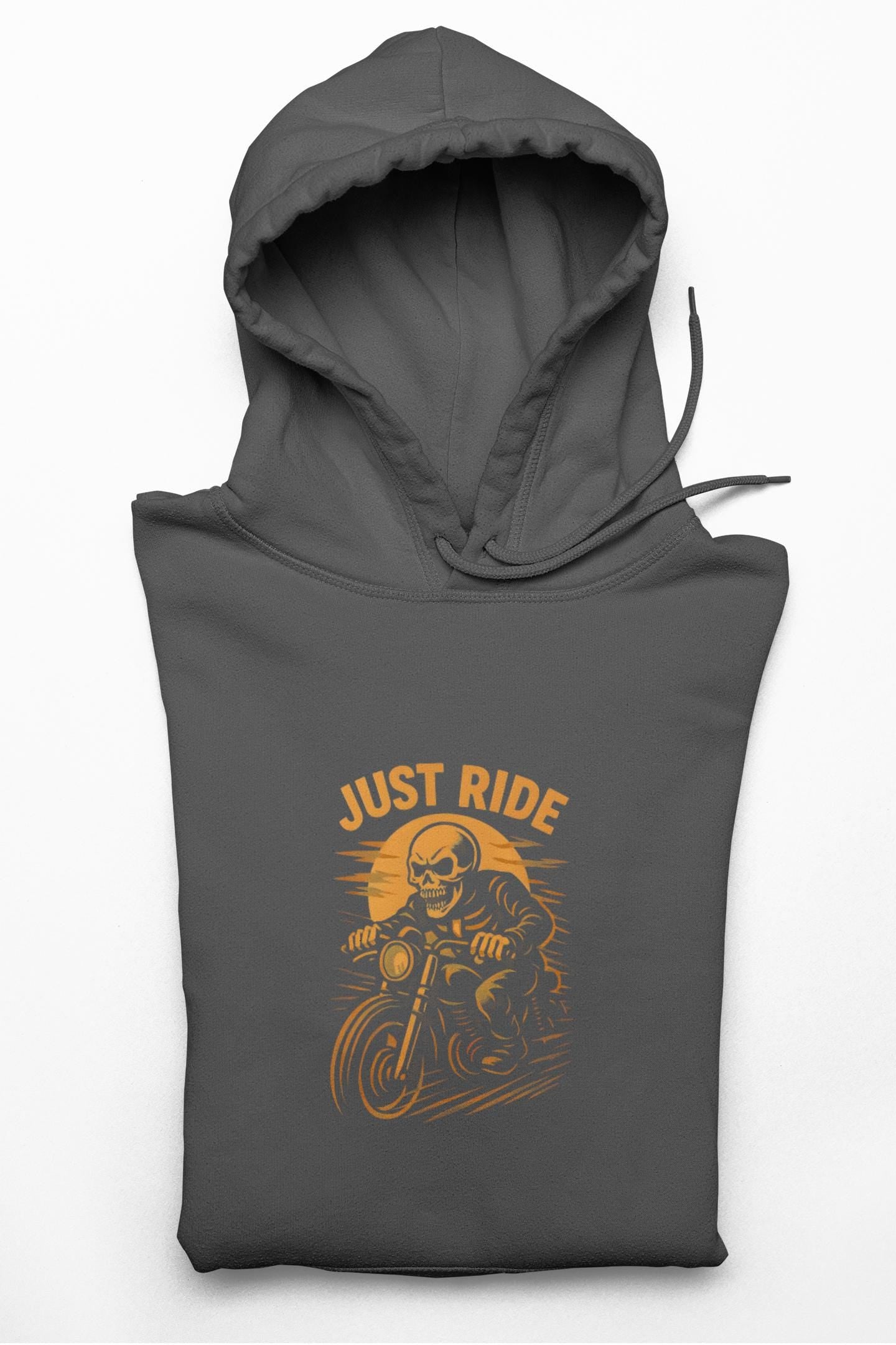 Just Ride Skull Motorcycle Hoodie, this motorbike hoodie isn't just about style; it captures the rebellious spirit of the open road.