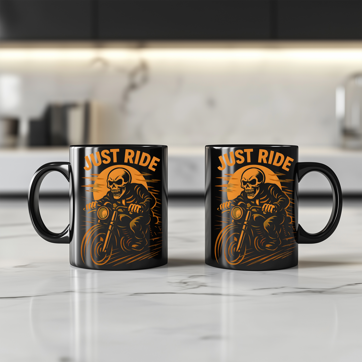 Skull Mug for Bike Lovers, This skull coffee mug is not just for holding your brew; it's a bold statement for every bike lover who cherishes the open road.ug
