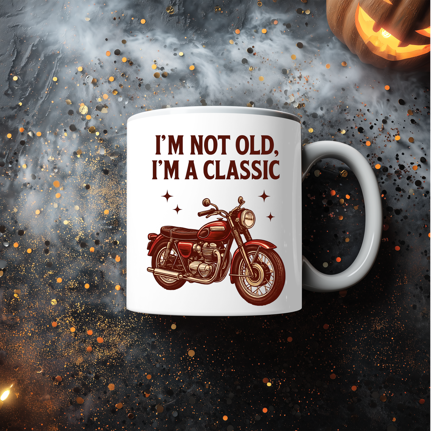 I'm Not Old I'm not old im a Classic Biker Mug, This retro motorbike mug is more than just a vessel for your coffee; it's a nod to the enduring spirit of the biker lifestyle.