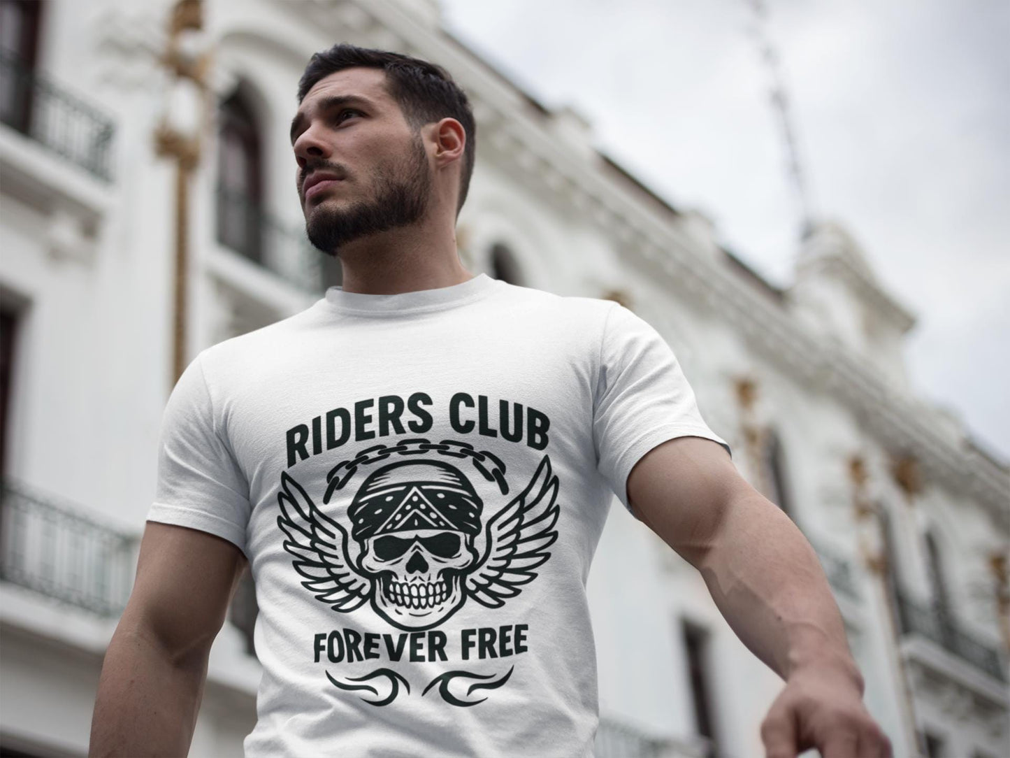 Forever Free Skull Biker Shirt, a declaration of independence for every motorcycle rider. Boasting a striking skull graphic, this motorcycle shirt embodies the fierce spirit of the open road.