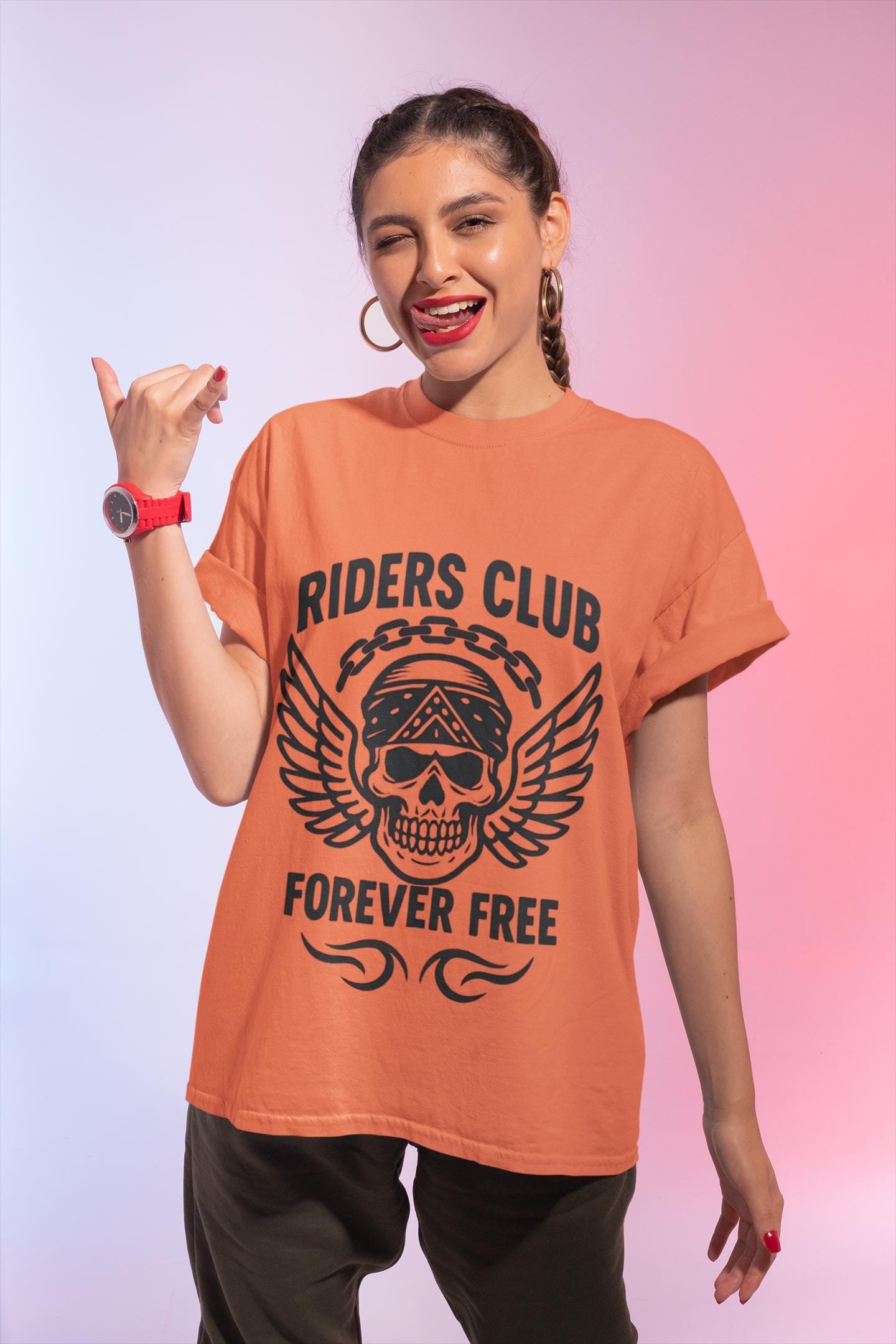 Forever Free Skull Biker Shirt, a declaration of independence for every motorcycle rider. Boasting a striking skull graphic, this motorcycle shirt embodies the fierce spirit of the open road.