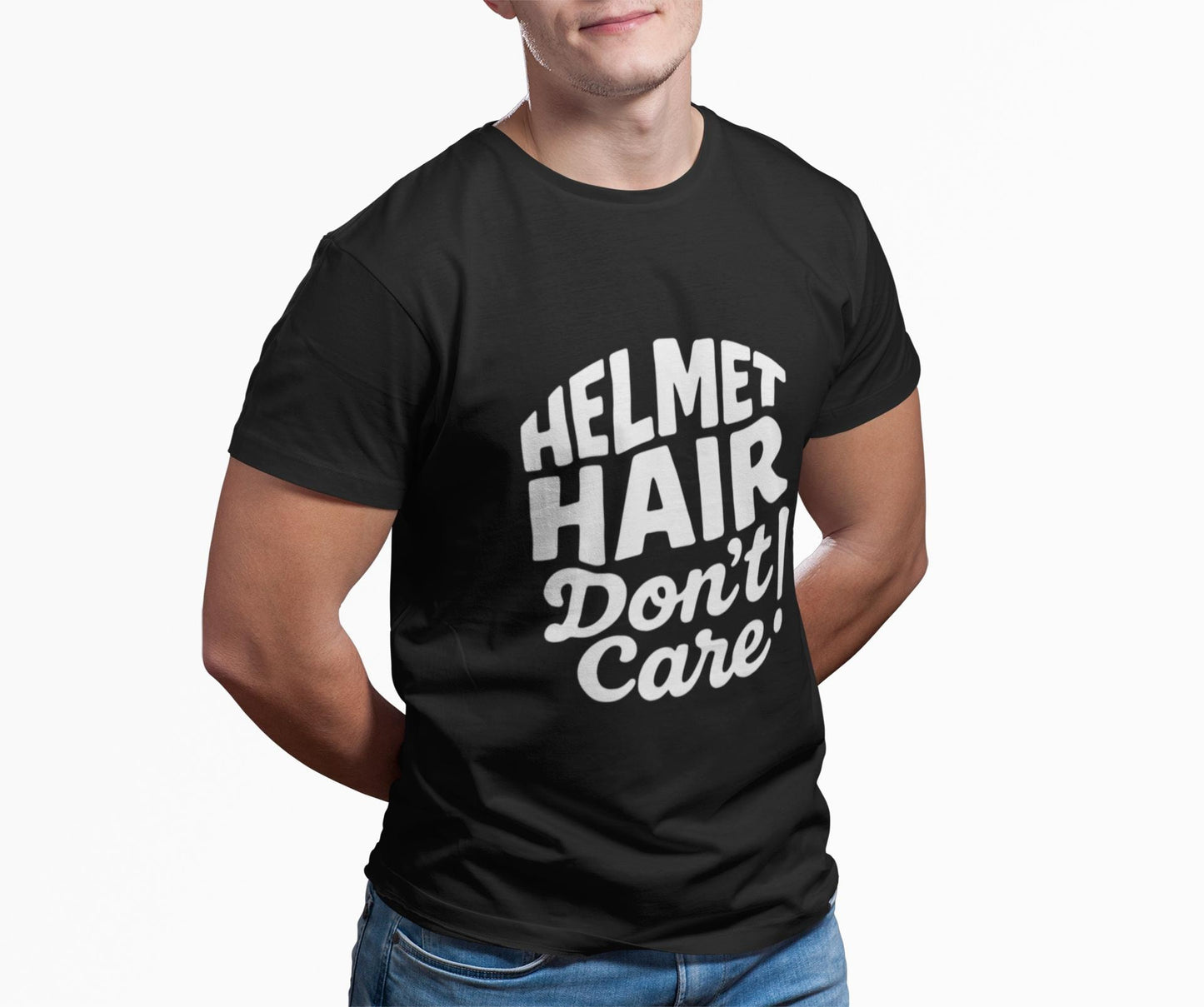 Helmet Hair Don't Care T-shirt, this motorcycle tee captures the carefree spirit of true bike lovers.