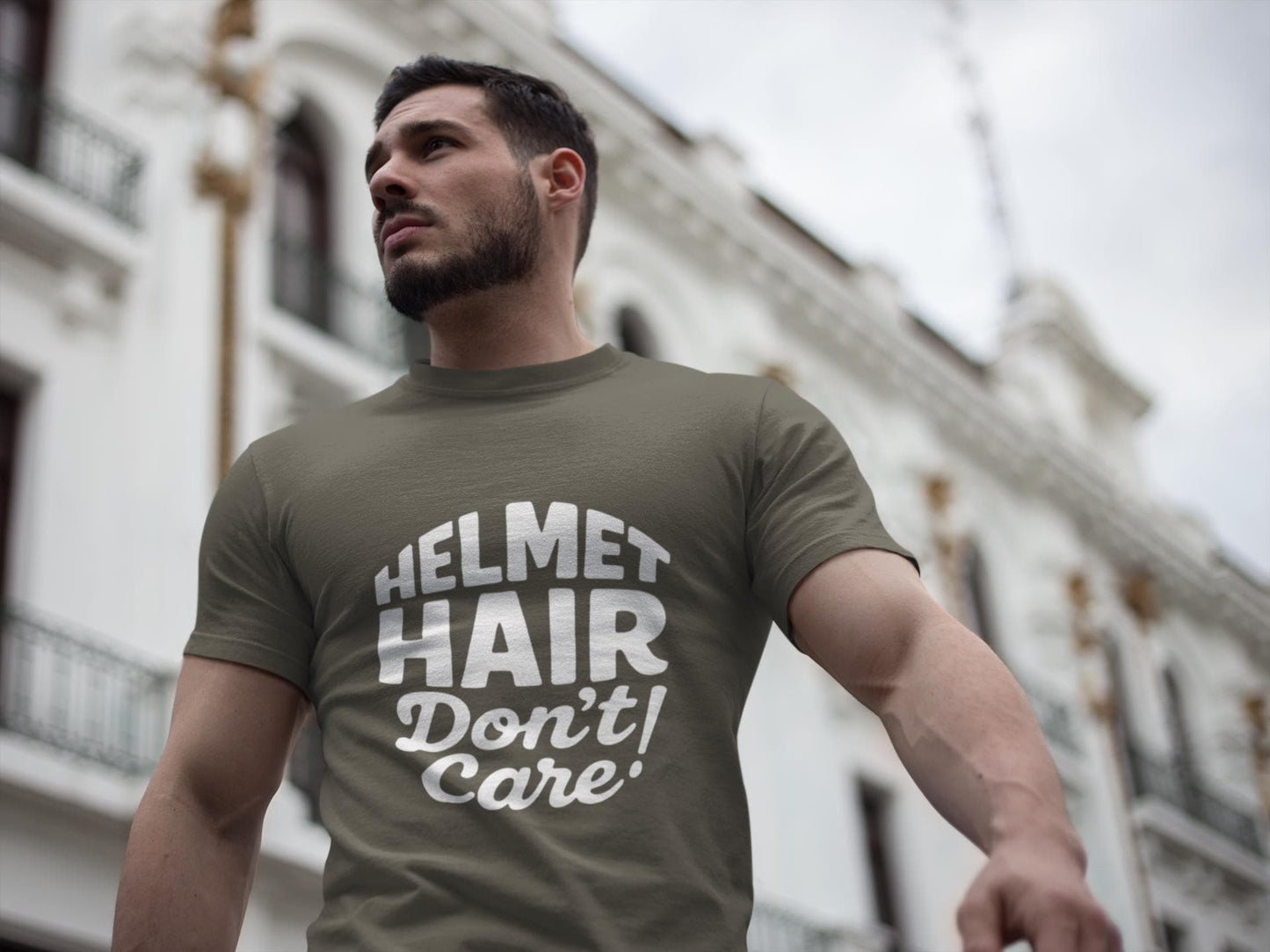 Helmet Hair Don't Care T-shirt, this motorcycle tee captures the carefree spirit of true bike lovers.