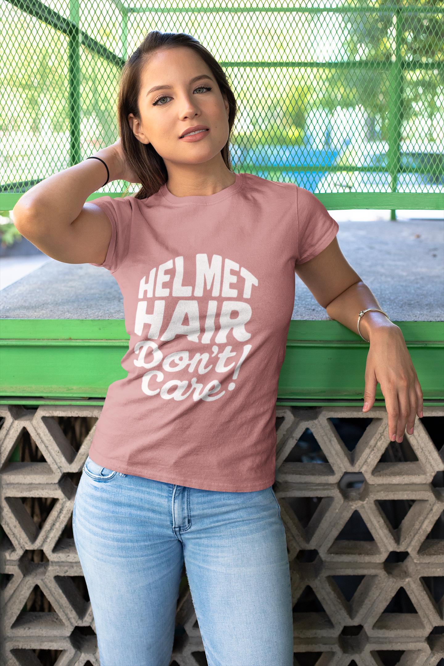 Helmet Hair Don't Care T-shirt, this motorcycle tee captures the carefree spirit of true bike lovers.