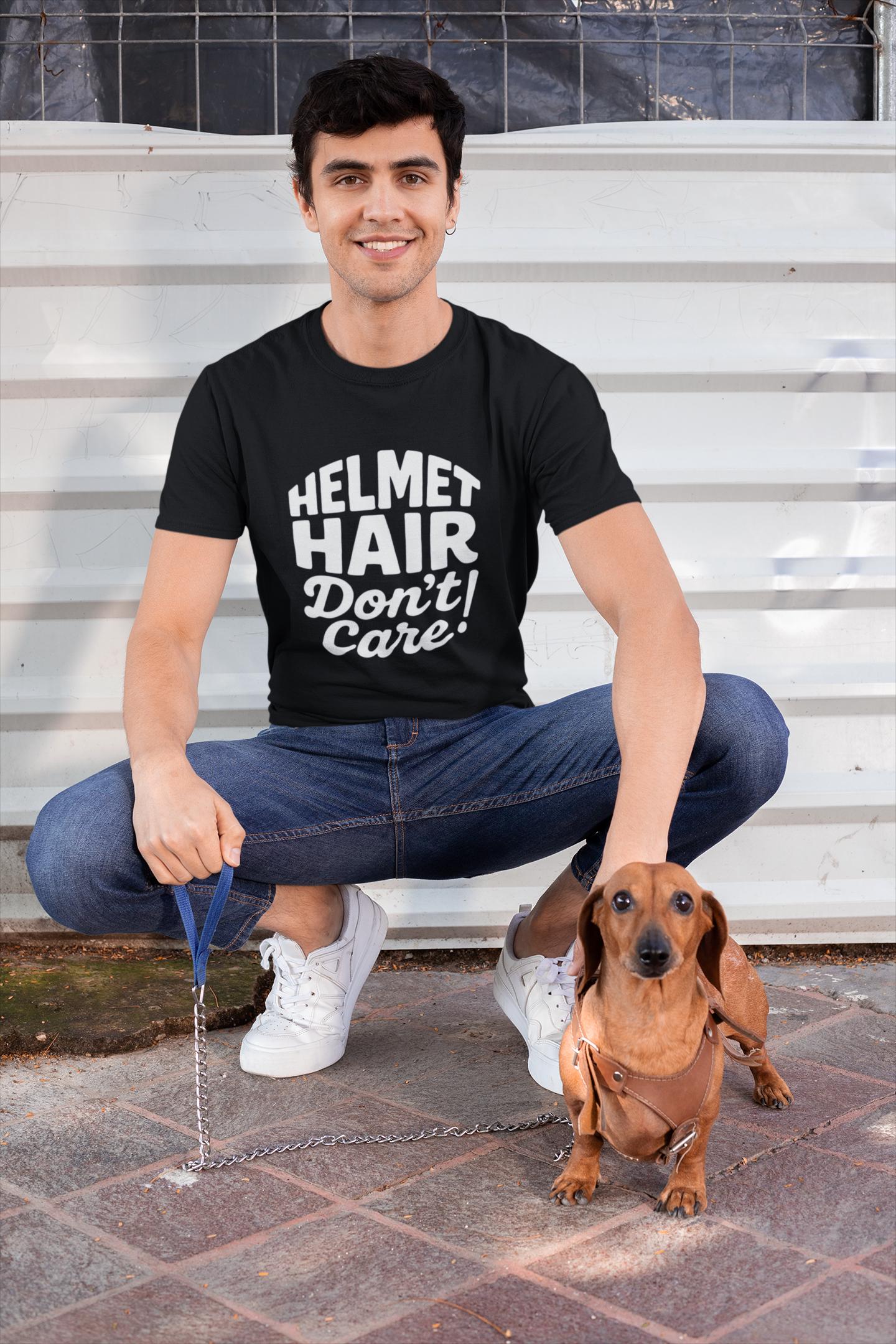 Helmet Hair Don't Care T-shirt, this motorcycle tee captures the carefree spirit of true bike lovers.