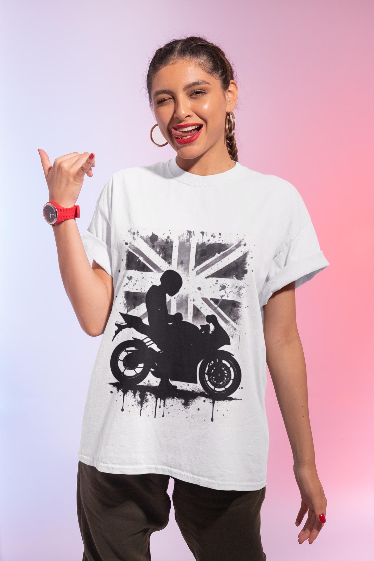 Union Jack Biker T-Shirt, This union jack shirt fuses passion for the open road with a touch of British flair, making it the perfect england shirt for any motorcycle rider.
