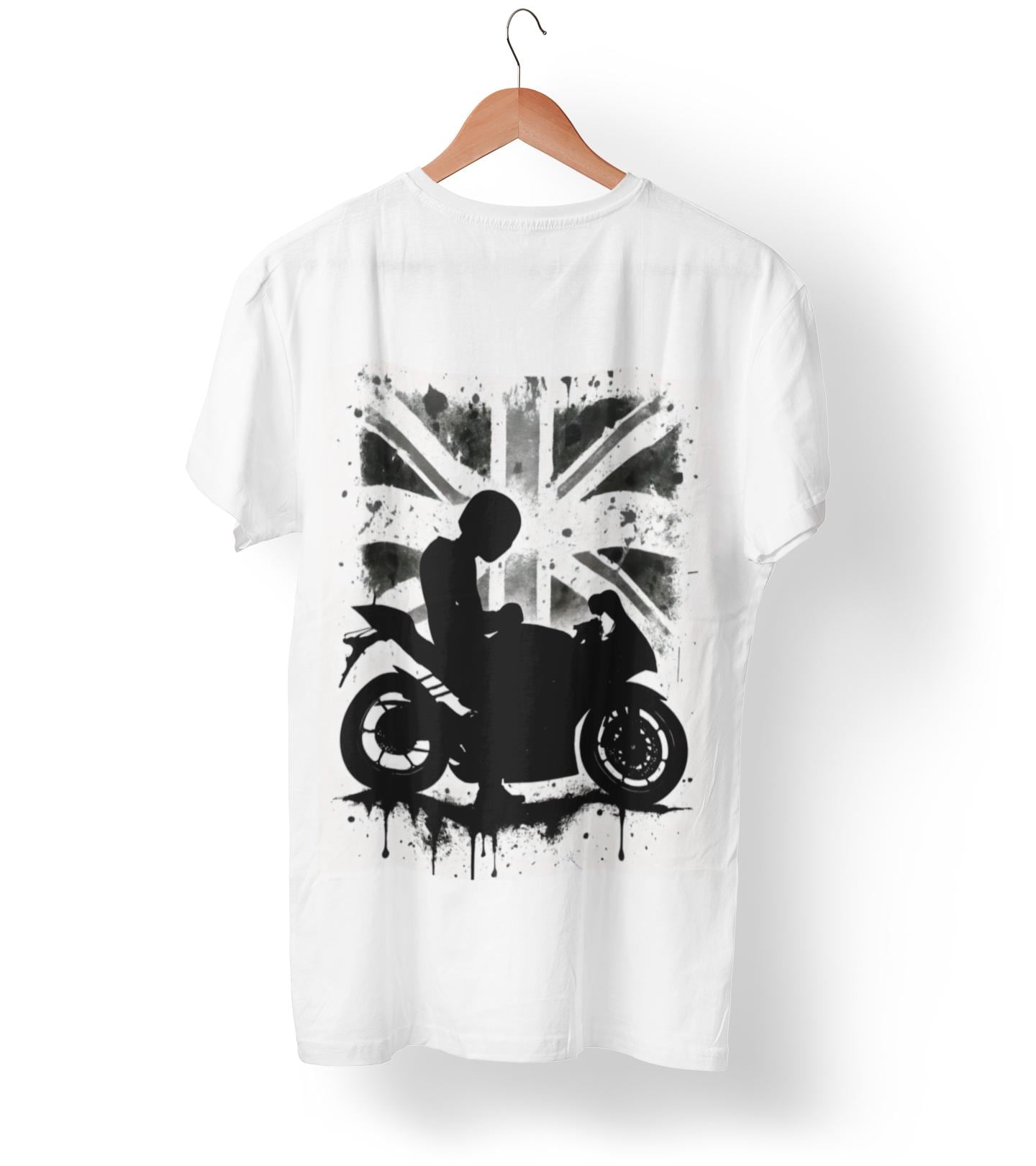 Union Jack Biker T-Shirt, This union jack shirt fuses passion for the open road with a touch of British flair, making it the perfect england shirt for any motorcycle rider.
