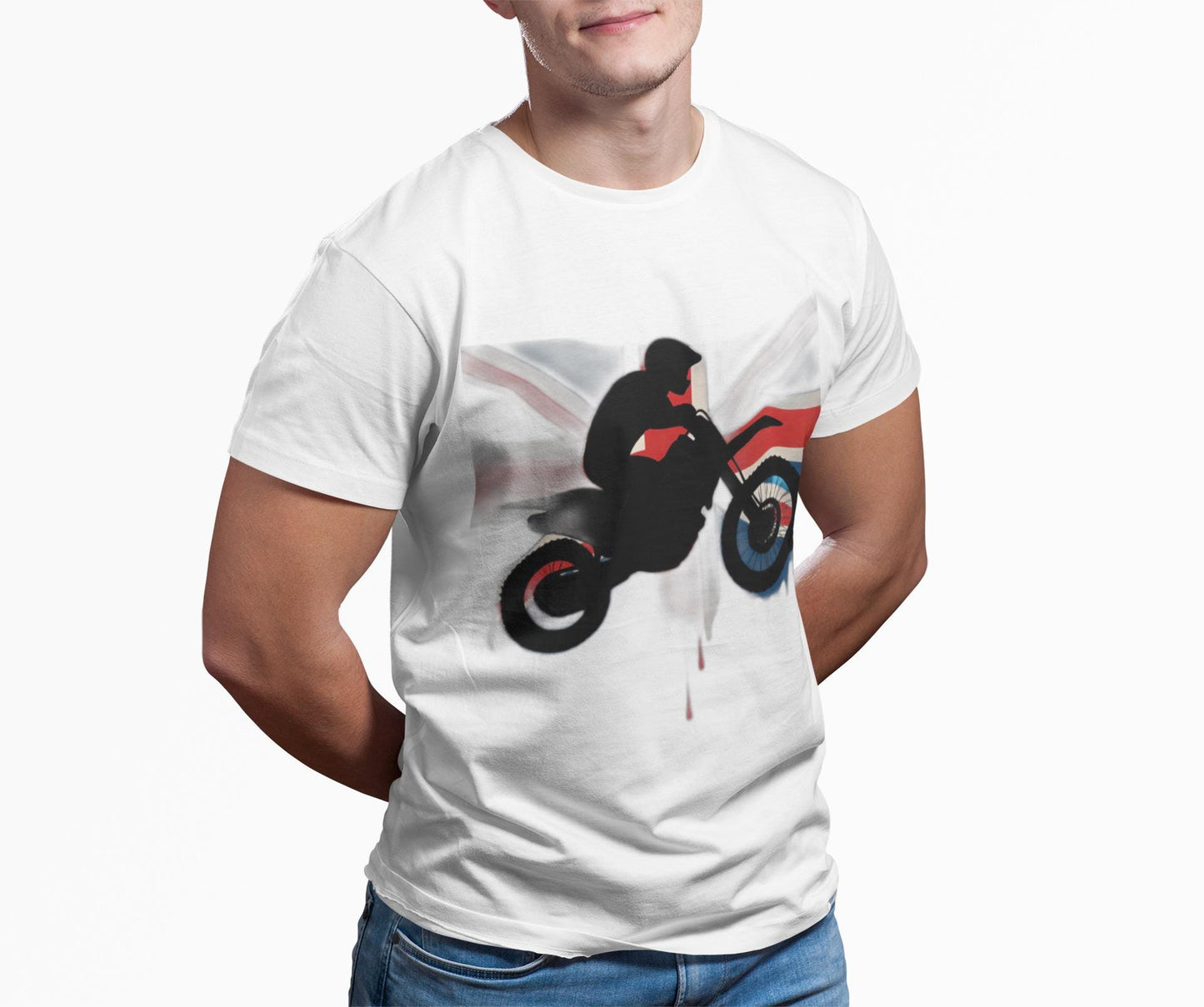 Union Jack T-shirt Motorcross, Whether you’re sporting it as a motocross shirt or a casual day out, this UK flag T-shirt is your ticket to riding in true British spirit.