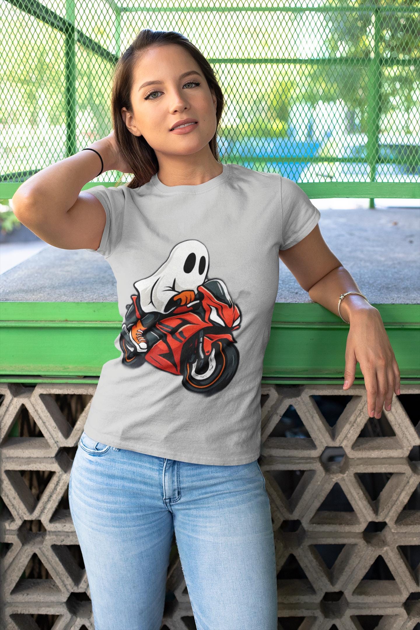 Ghosty Biker T-shirt, This ghost rider shirt captures the essence of Halloween with its hauntingly cool design, making it an essential piece for motorcycle enthusiasts who crave a dose of the supernatural.