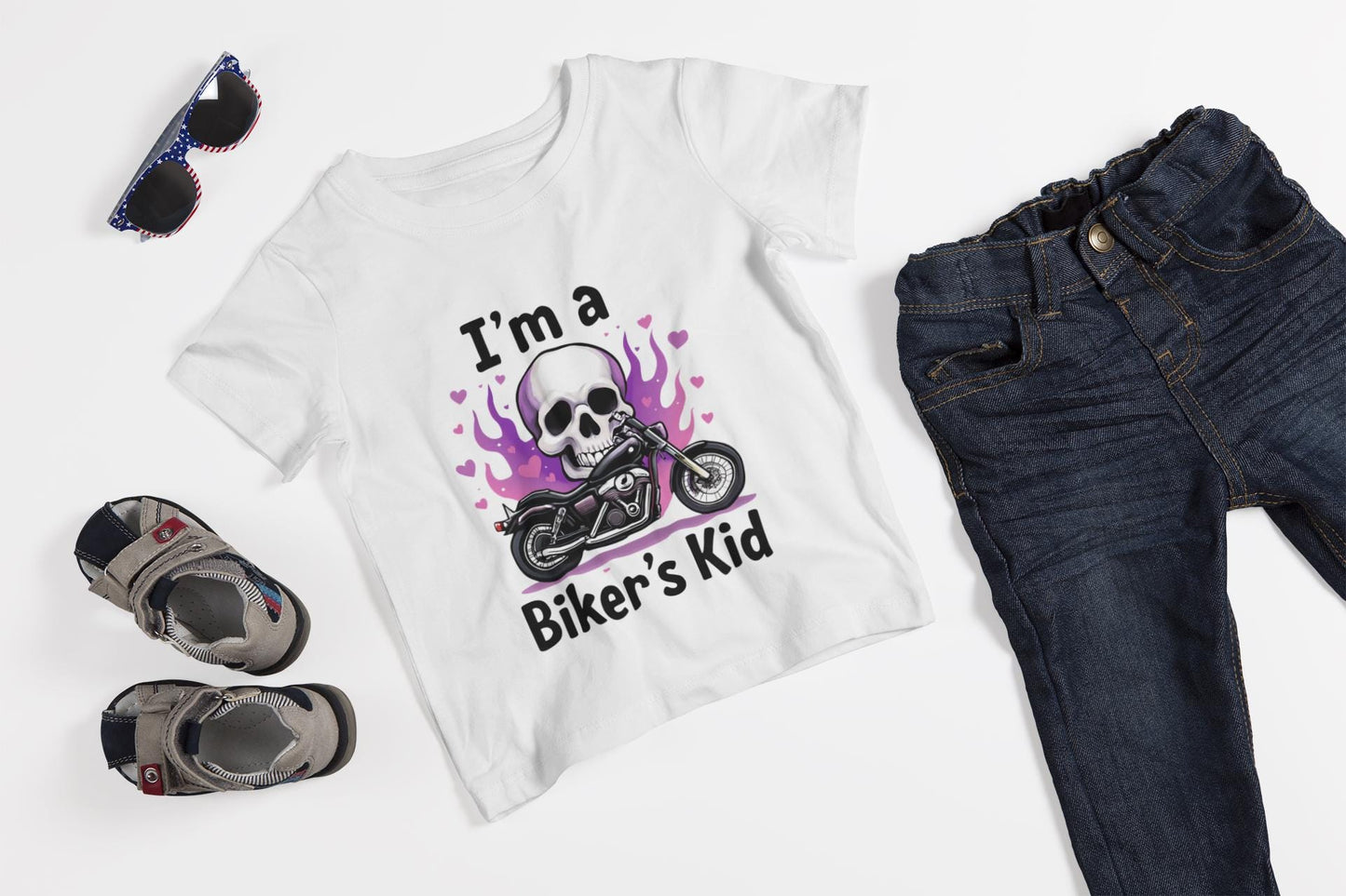 Kids Motorbike Tee I'm a Biker Kid T-shirt, Whether they're dreaming of dirt trails or asphalt adventures, this kids bike shirt is the ultimate motorcycle tee for your little daredevil.