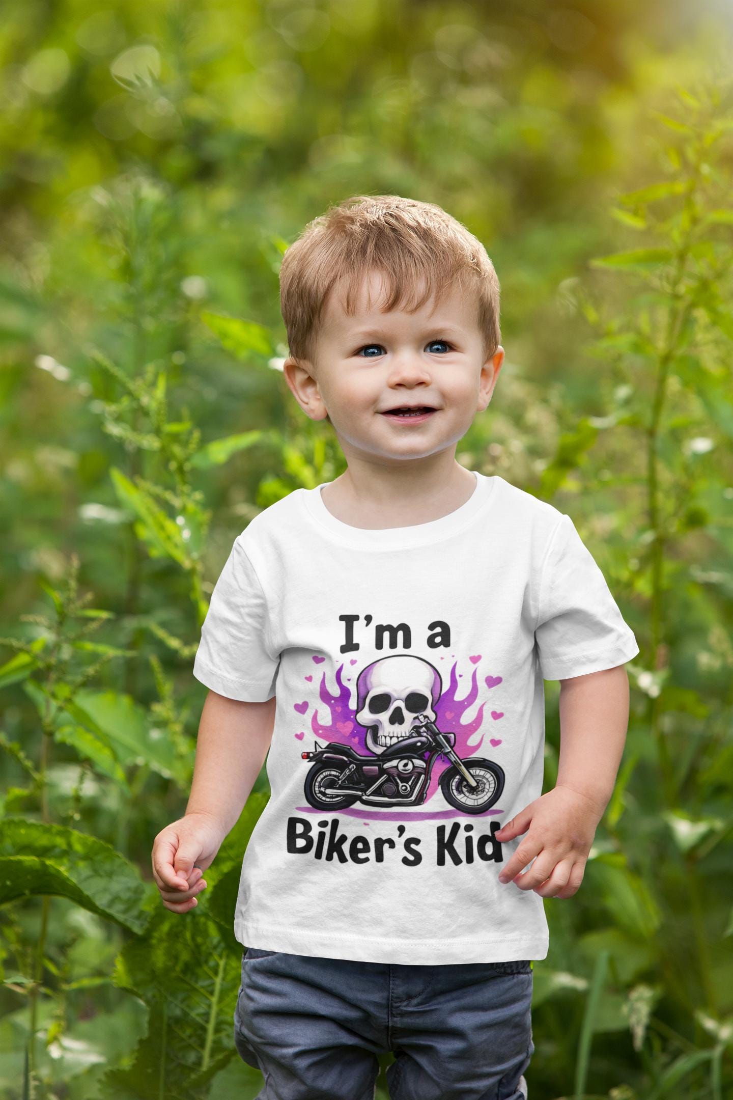 Kids Motorbike Tee I'm a Biker Kid T-shirt, Whether they're dreaming of dirt trails or asphalt adventures, this kids bike shirt is the ultimate motorcycle tee for your little daredevil.