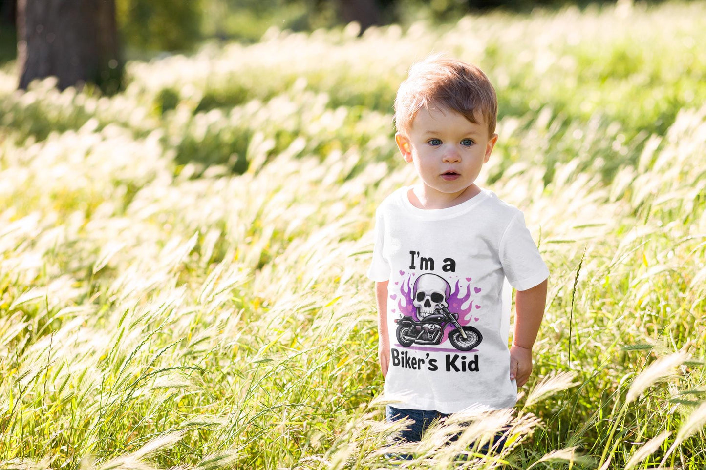 Kids Motorbike Tee I'm a Biker Kid T-shirt, Whether they're dreaming of dirt trails or asphalt adventures, this kids bike shirt is the ultimate motorcycle tee for your little daredevil.
