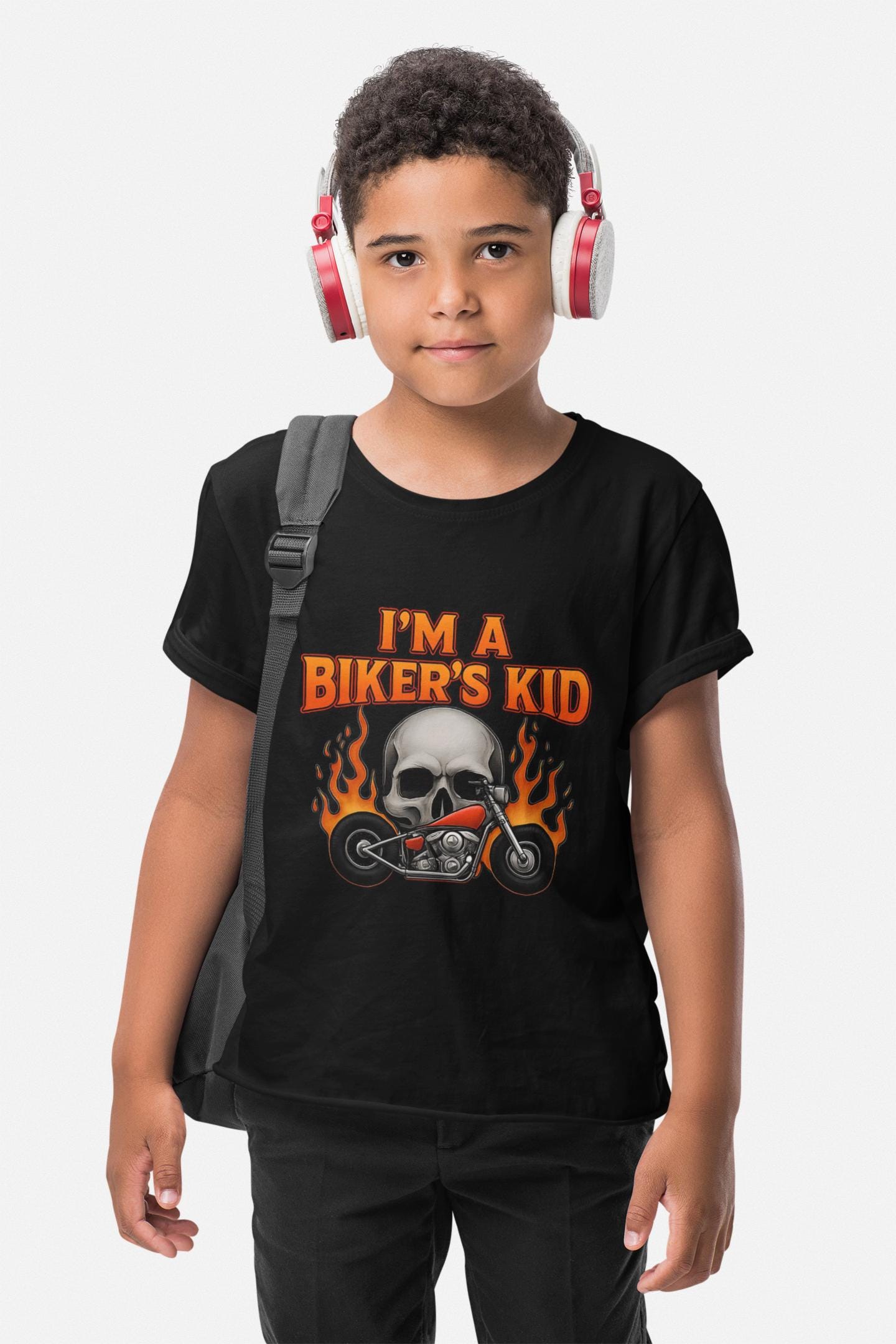 I'm A Biker Kid T-Shirt, this kids motorbike tee is a must-have for your mini roadster. Bring a touch of the wild to your child's wardrobe and let your biker girl or adventurous boy rev up the fun!