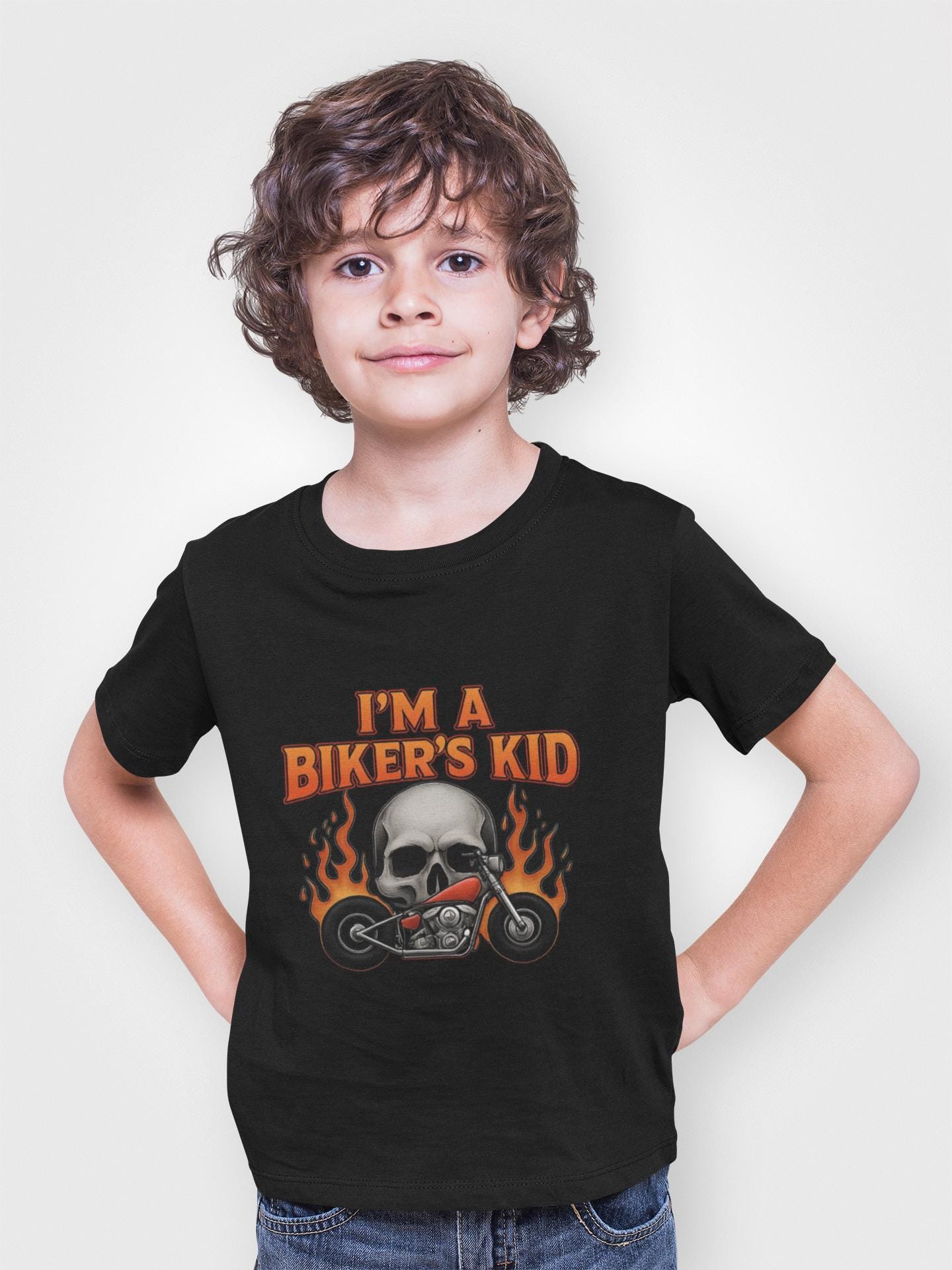 I'm A Biker Kid T-Shirt, this kids motorbike tee is a must-have for your mini roadster. Bring a touch of the wild to your child's wardrobe and let your biker girl or adventurous boy rev up the fun!