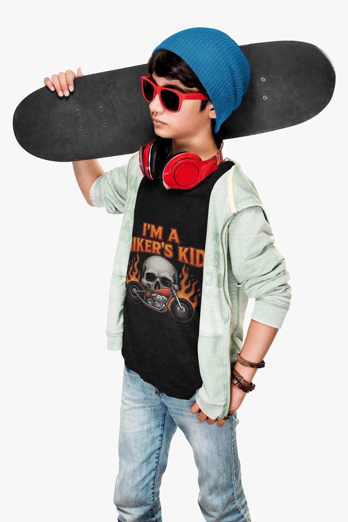 I'm A Biker Kid T-Shirt, this kids motorbike tee is a must-have for your mini roadster. Bring a touch of the wild to your child's wardrobe and let your biker girl or adventurous boy rev up the fun!