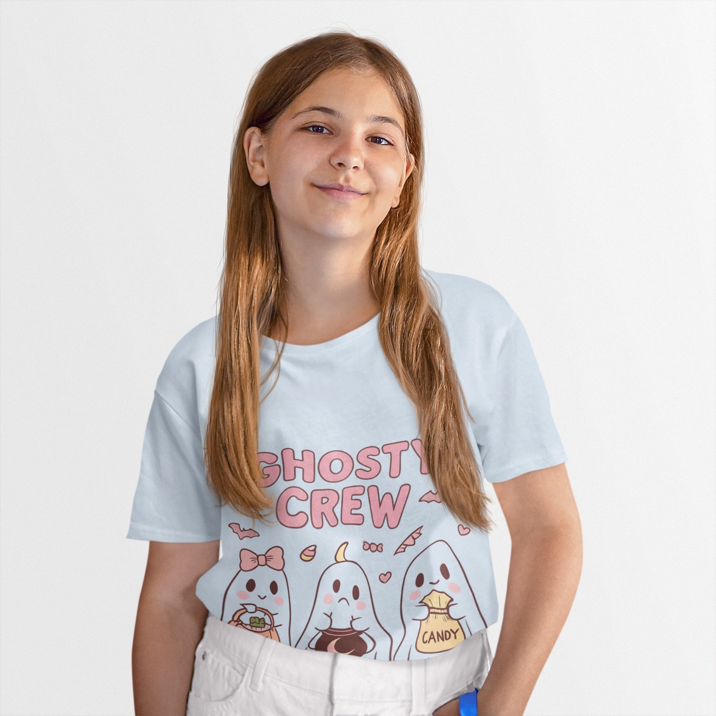 Ghosty Crew Kids Tee, Children will love wearing this tee for Halloween celebrations, costume parties, or just to add a whimsical touch to their day.