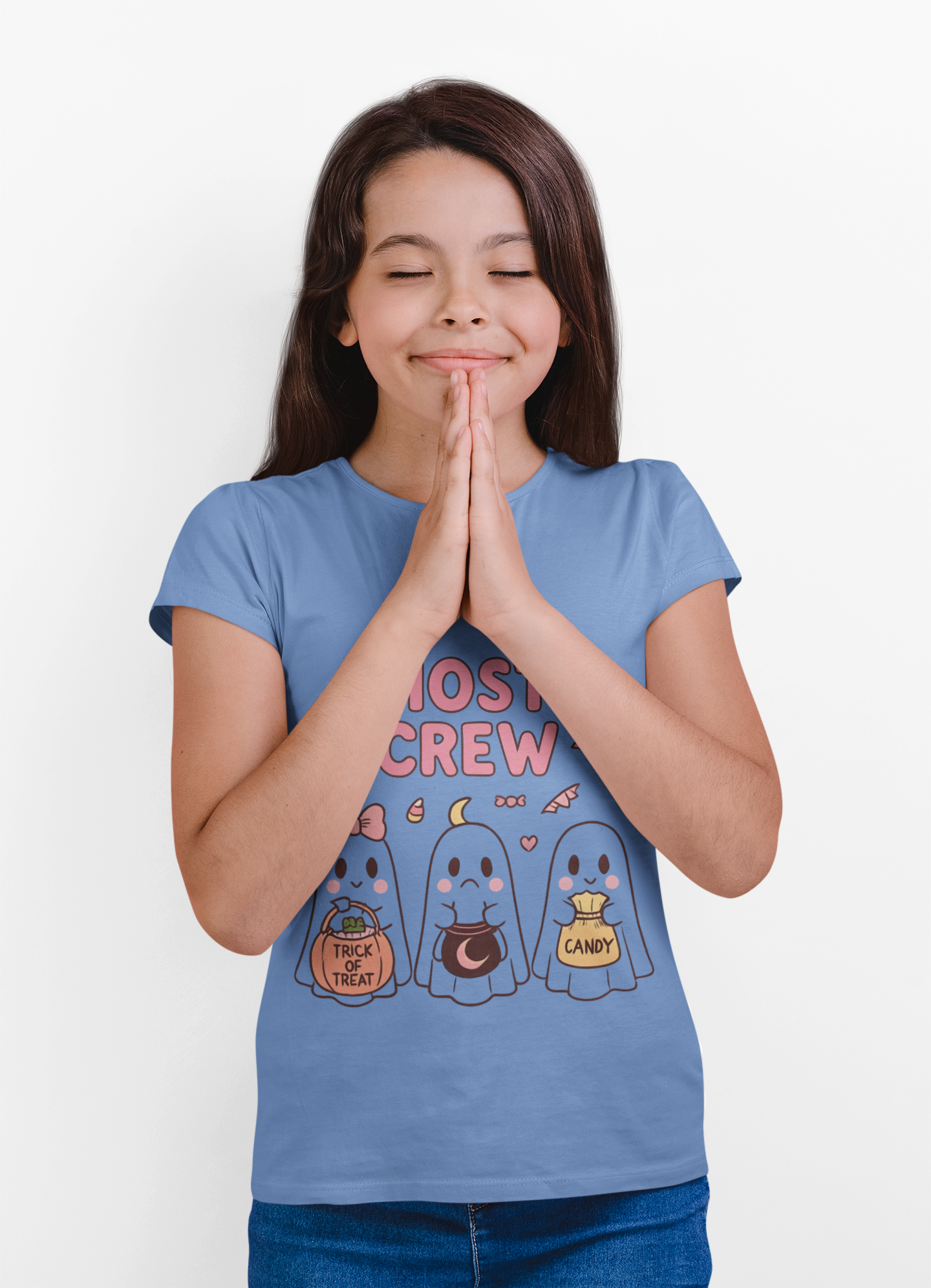 Ghosty Crew Kids Tee, Children will love wearing this tee for Halloween celebrations, costume parties, or just to add a whimsical touch to their day.