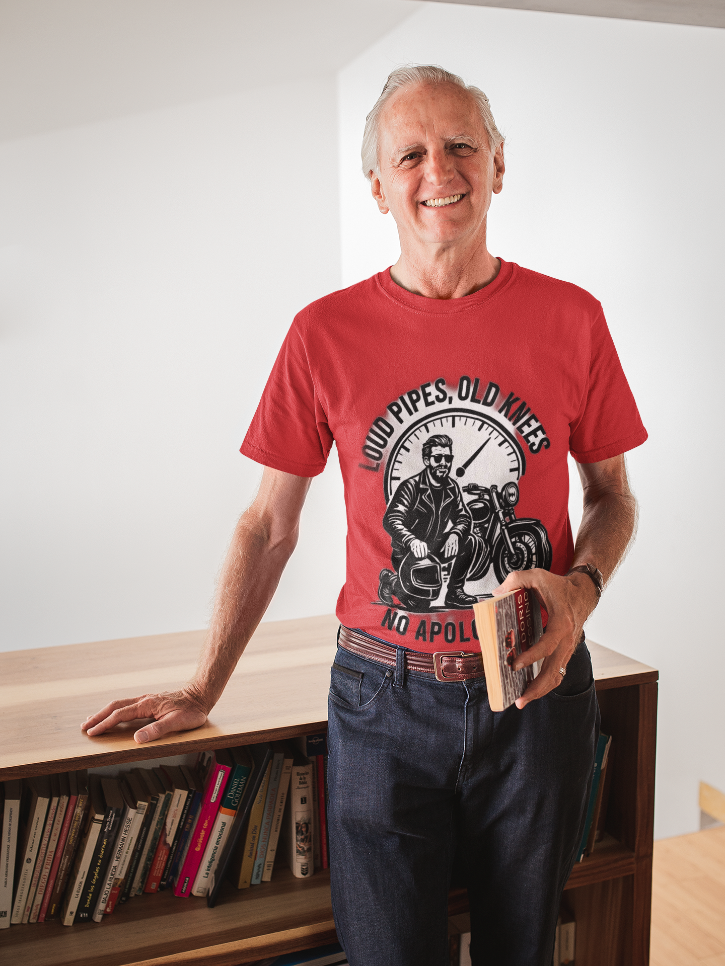 Loud Pipes No Apologies Biker Tee, This funny biker shirt encapsulates the essence of true biker fashion with its bold design and vintage motorbike vibe.