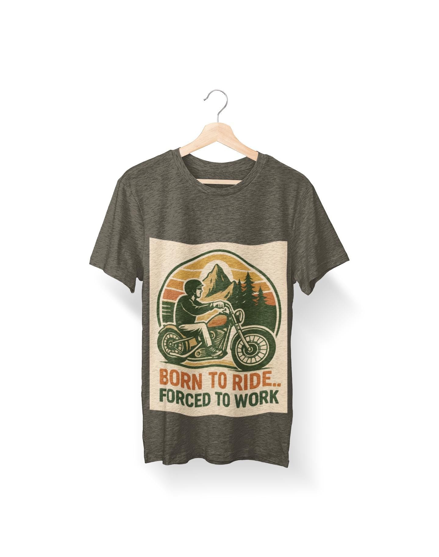 Born to Ride Forced to Work Motorcycle Shirt, This motorbike t shirt, a blend of style and comfort, is perfect for those who live and breathe the biker lifestyle.cycle apparel.