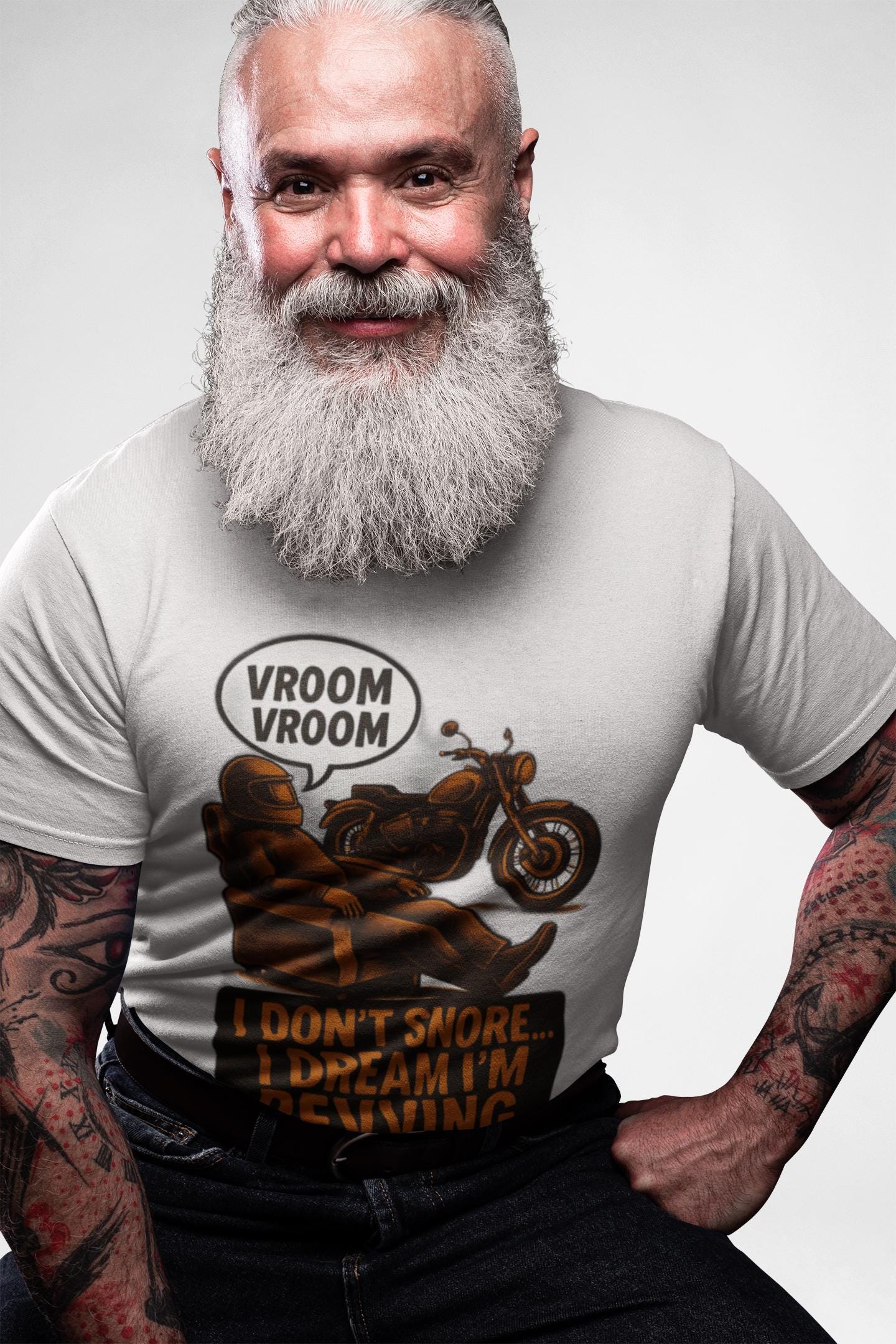 I Don't Snore I Dream I'm Revving T-Shirt, This piece of motorcycle apparel combines humor with style, making it an ideal biker gift that speaks volumes.