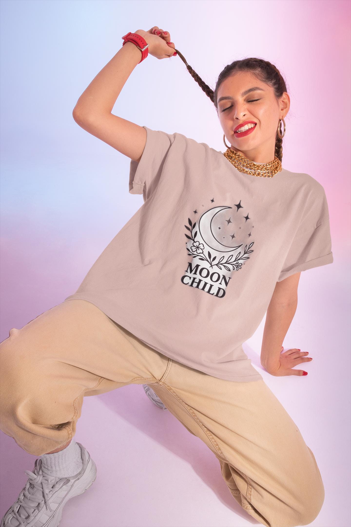 Moon Child T-Shirt, Crescent Moon Shirt, this moon child tee is more than just a piece of pagan clothing—it's a magical shirt that invites the wearer to explore the enchanting world of witchy things.