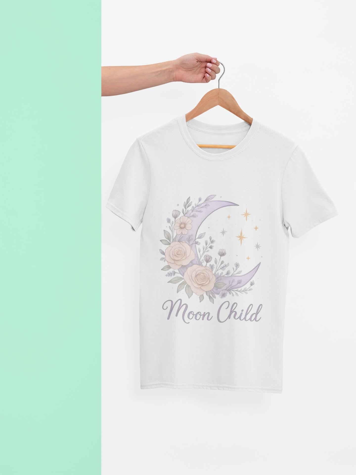 Moon Child T-Shirt, Witchy Clothes, Crescent Moon Shirt, Magical Shirt, Pagan Clothing, Witchcraft Shirt, Free Spirit