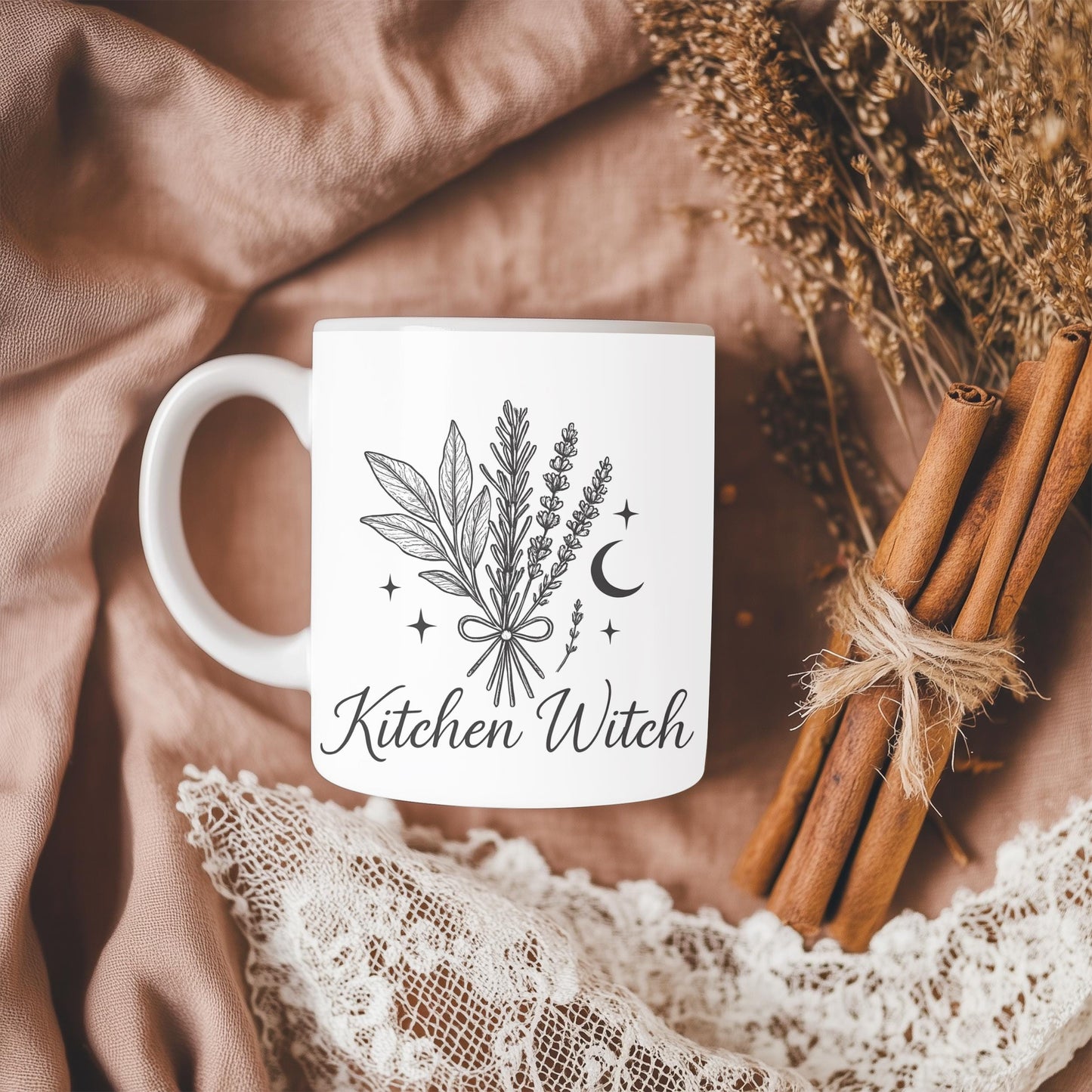 Kitchen Witch Mug, Perfect as a witchcraft gift, this witches tea cup blends seamlessly with your witchcraft mug collection, adding a dash of whimsy and intrigue.