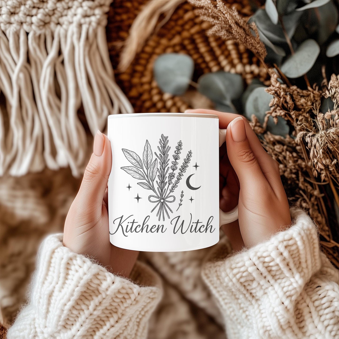 Kitchen Witch Mug, Perfect as a witchcraft gift, this witches tea cup blends seamlessly with your witchcraft mug collection, adding a dash of whimsy and intrigue.