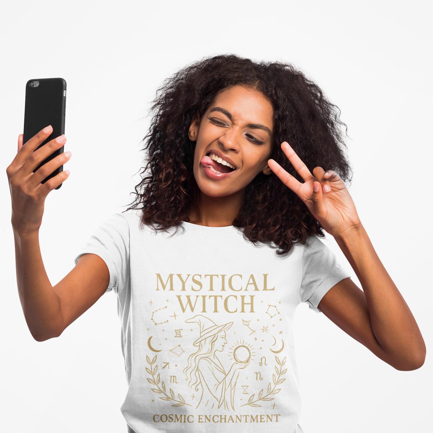 Mystical Witch Cosmic Enchantment T-shirt, perfect for any witchy woman seeking to channel her inner celestial witch.