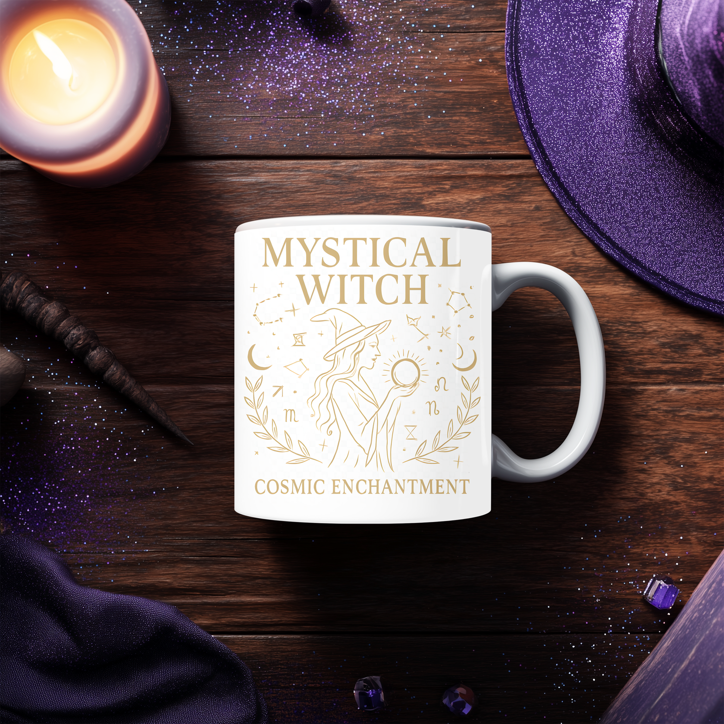 Mystical Witch Cosmic Enchantment Mug, Ideal for any lover of witchy stuff, this enchanting witchy mug is perfect for savoring your favorite witches brew
